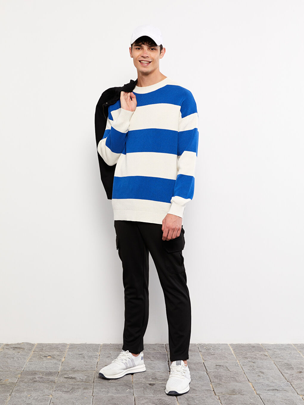 Siyah Slim Fit Erkek Kargo Pantolon-1