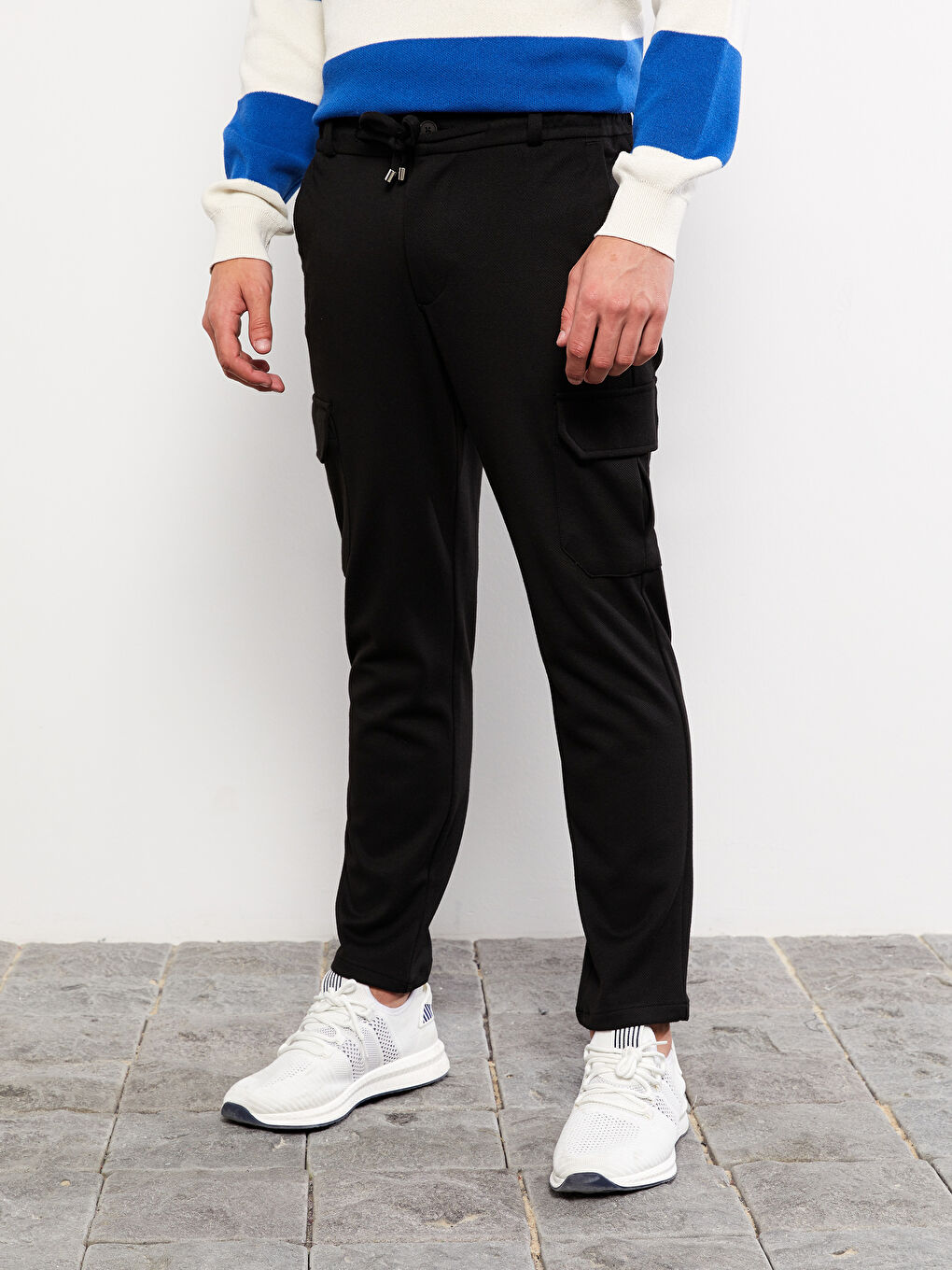 Siyah Slim Fit Erkek Kargo Pantolon-2