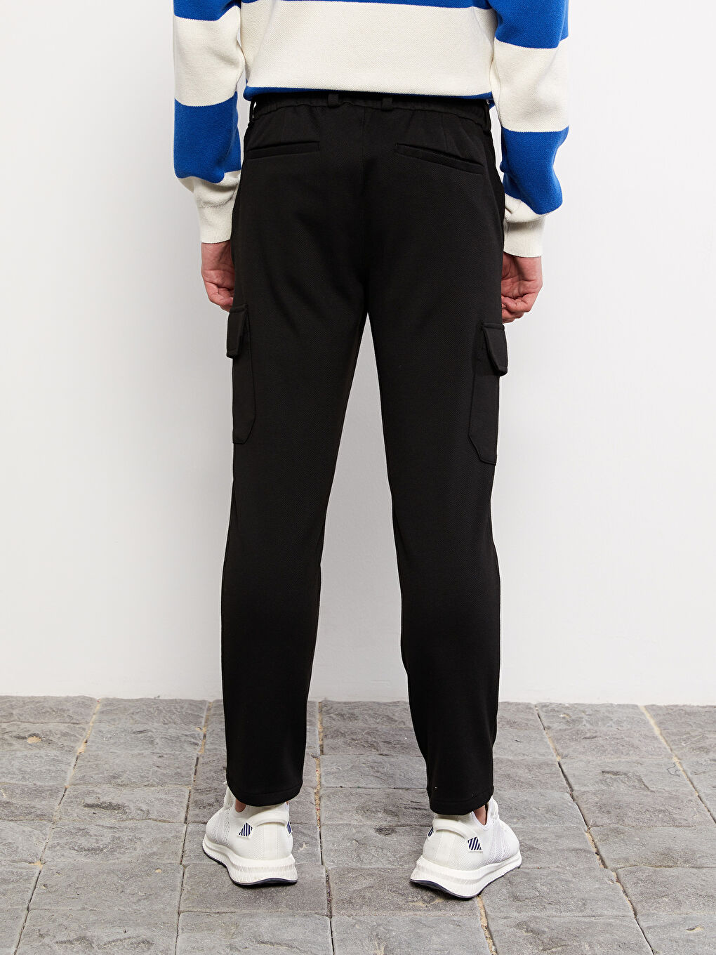 Siyah Slim Fit Erkek Kargo Pantolon-3