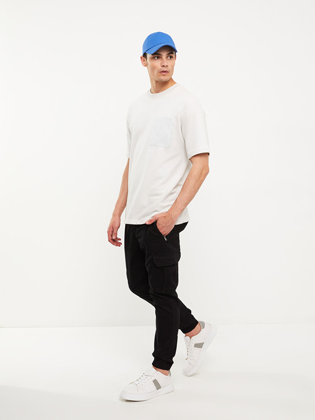 XSIDE Siyah Slim Fit Gabardin Erkek Kargo Pantolon