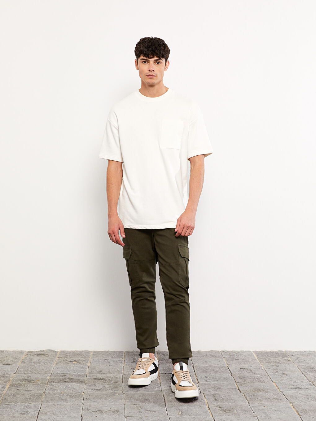 Брюки карго из твила слим-фит для мужчин