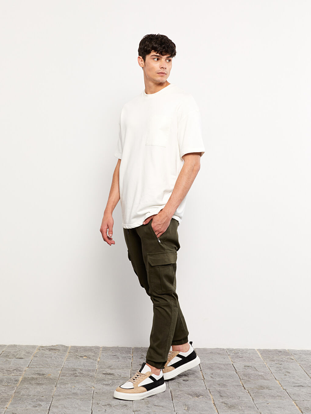 Брюки карго из твила слим-фит для мужчин-1