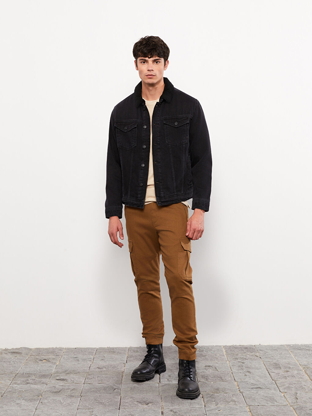 Slim Fit Twill Men's Cargo Trousers-1