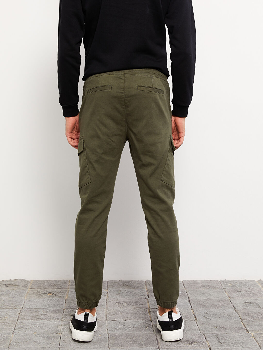 Haki Slim Fit Gabardin Erkek Kargo Pantolon-4