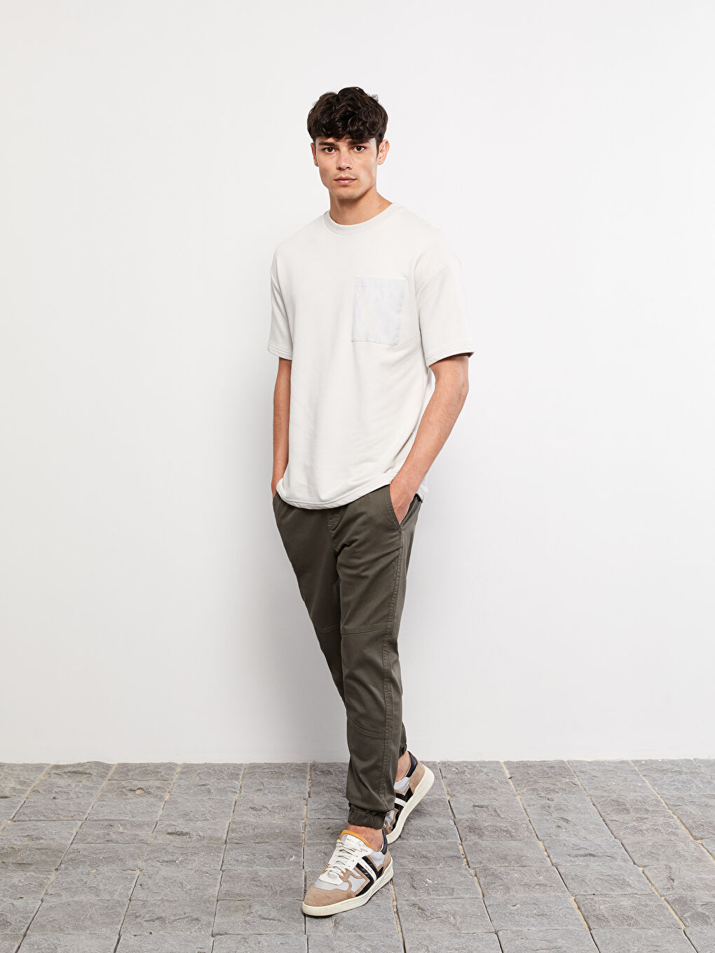 Haki Slim Fit Gabardin Erkek Jogger Pantolon