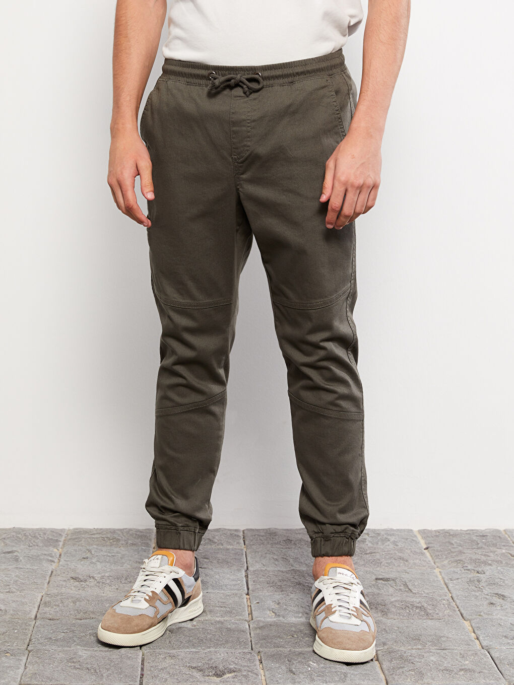 Haki Slim Fit Gabardin Erkek Jogger Pantolon-2