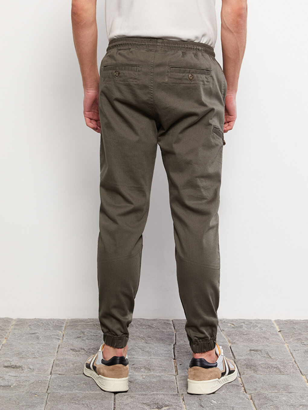 Haki Slim Fit Gabardin Erkek Jogger Pantolon-3