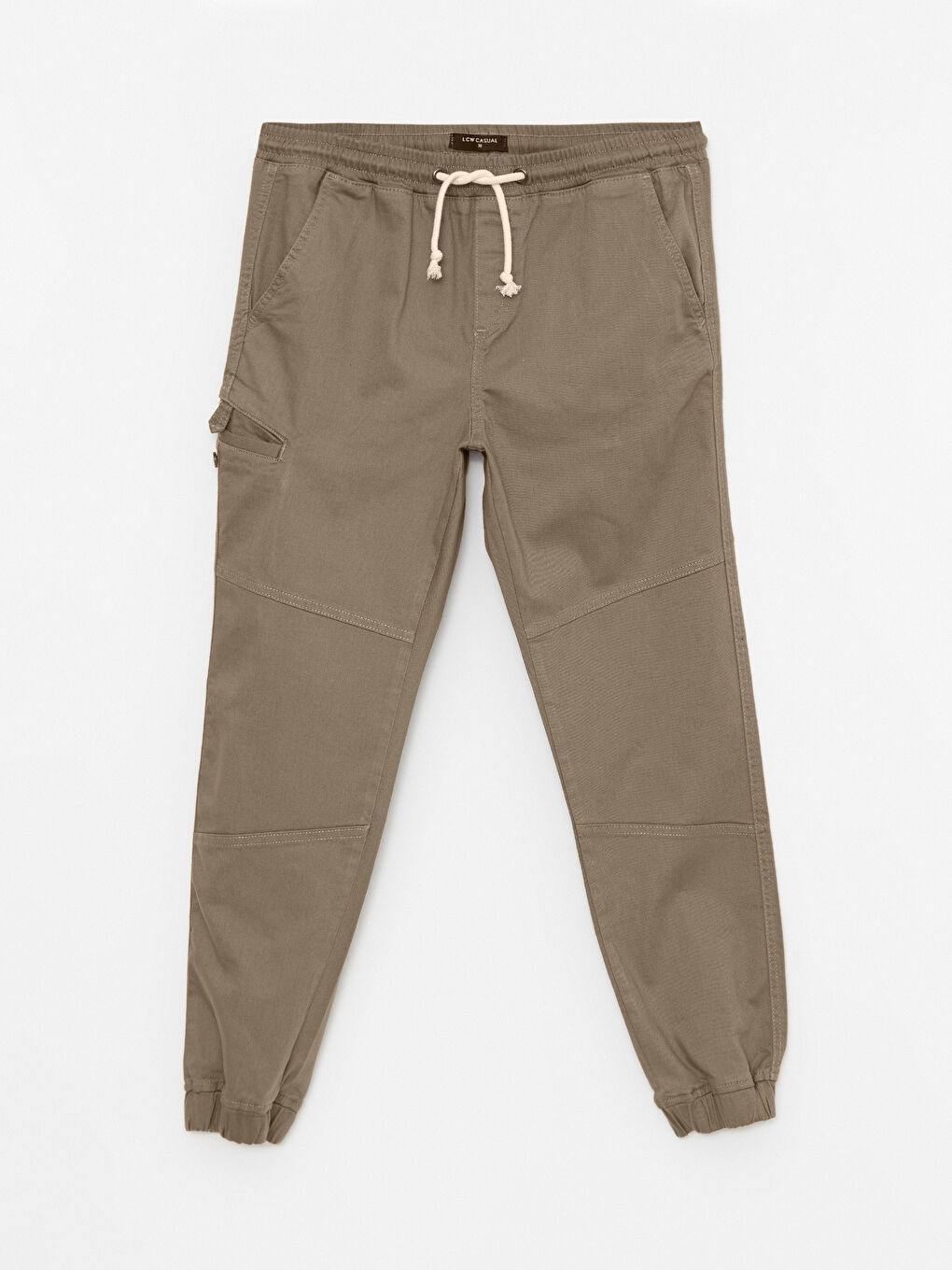 Bej Slim Fit Gabardin Erkek Jogger Pantolon-5
