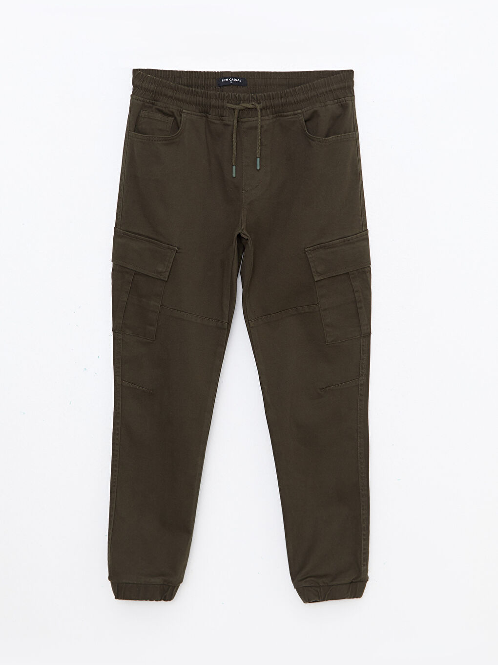 LCW Casual Koyu Haki Slim Fit Gabardin Erkek Jogger Pantolon - 5