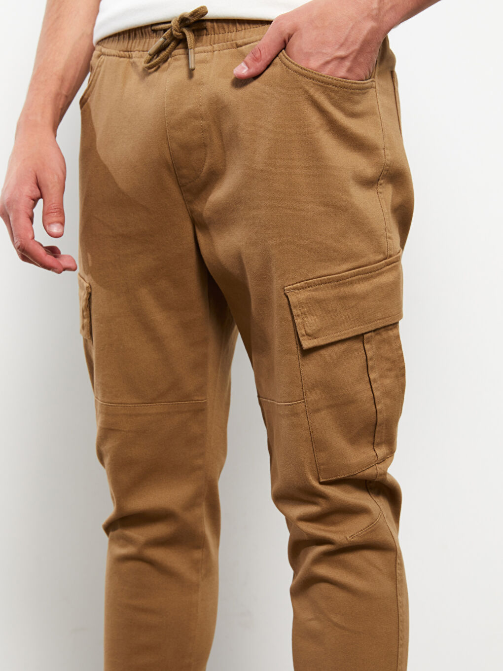 LCW Casual Kahverengi Slim Fit Gabardin Erkek Jogger Pantolon - 3