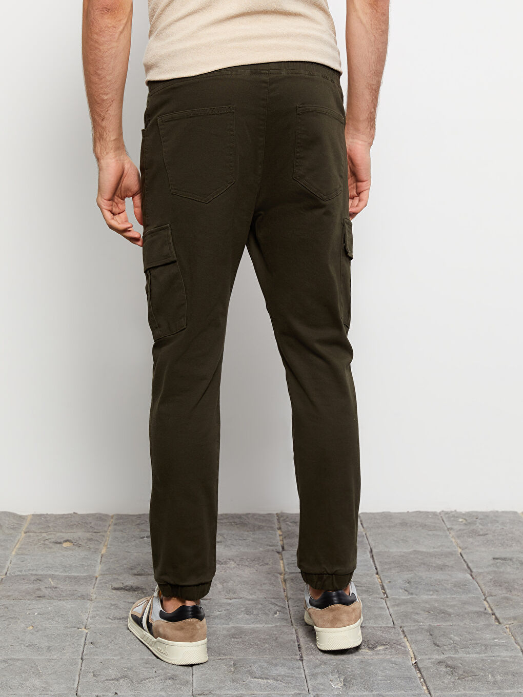 LCW Casual Koyu Haki Slim Fit Gabardin Erkek Jogger Pantolon - 3