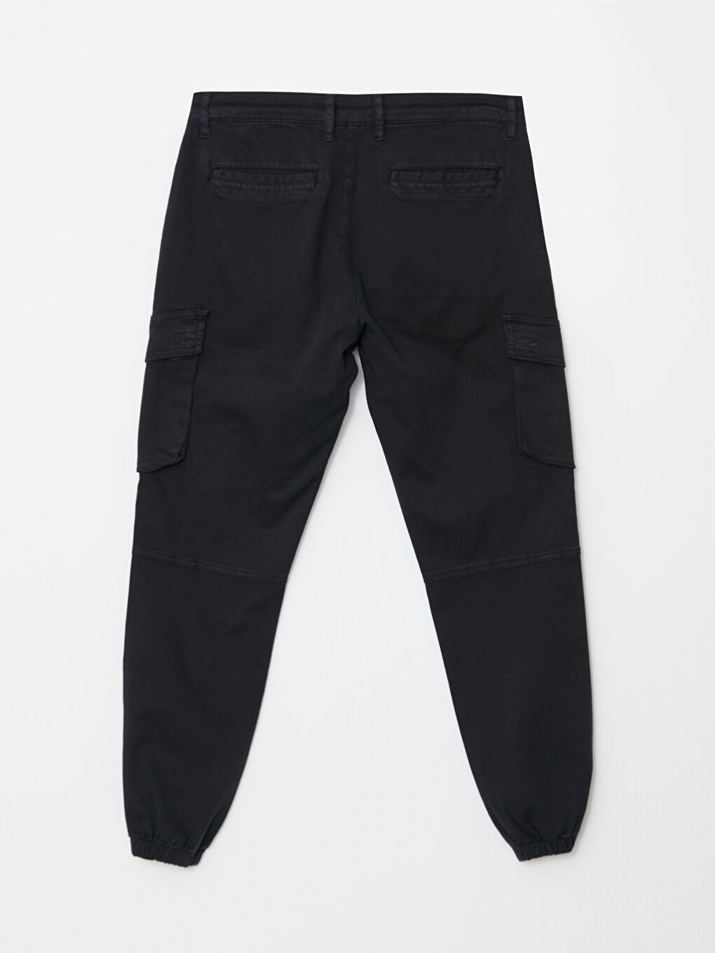 Siyah Slim Fit Gabardin Erkek Kargo Pantolon-6