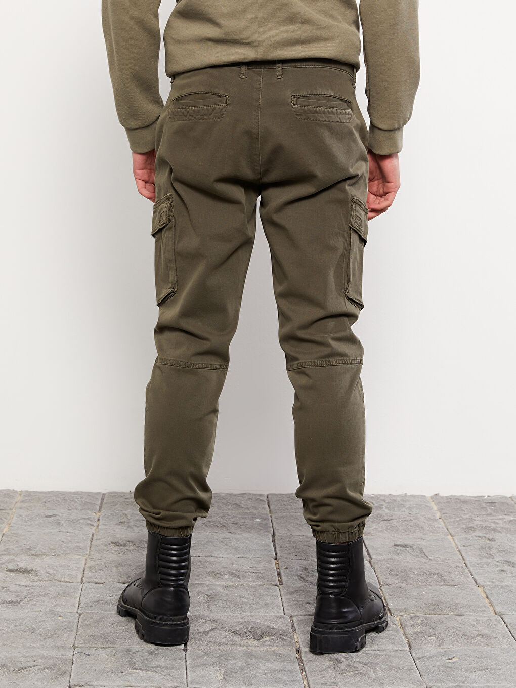 Haki Slim Fit Gabardin Erkek Kargo Pantolon-3