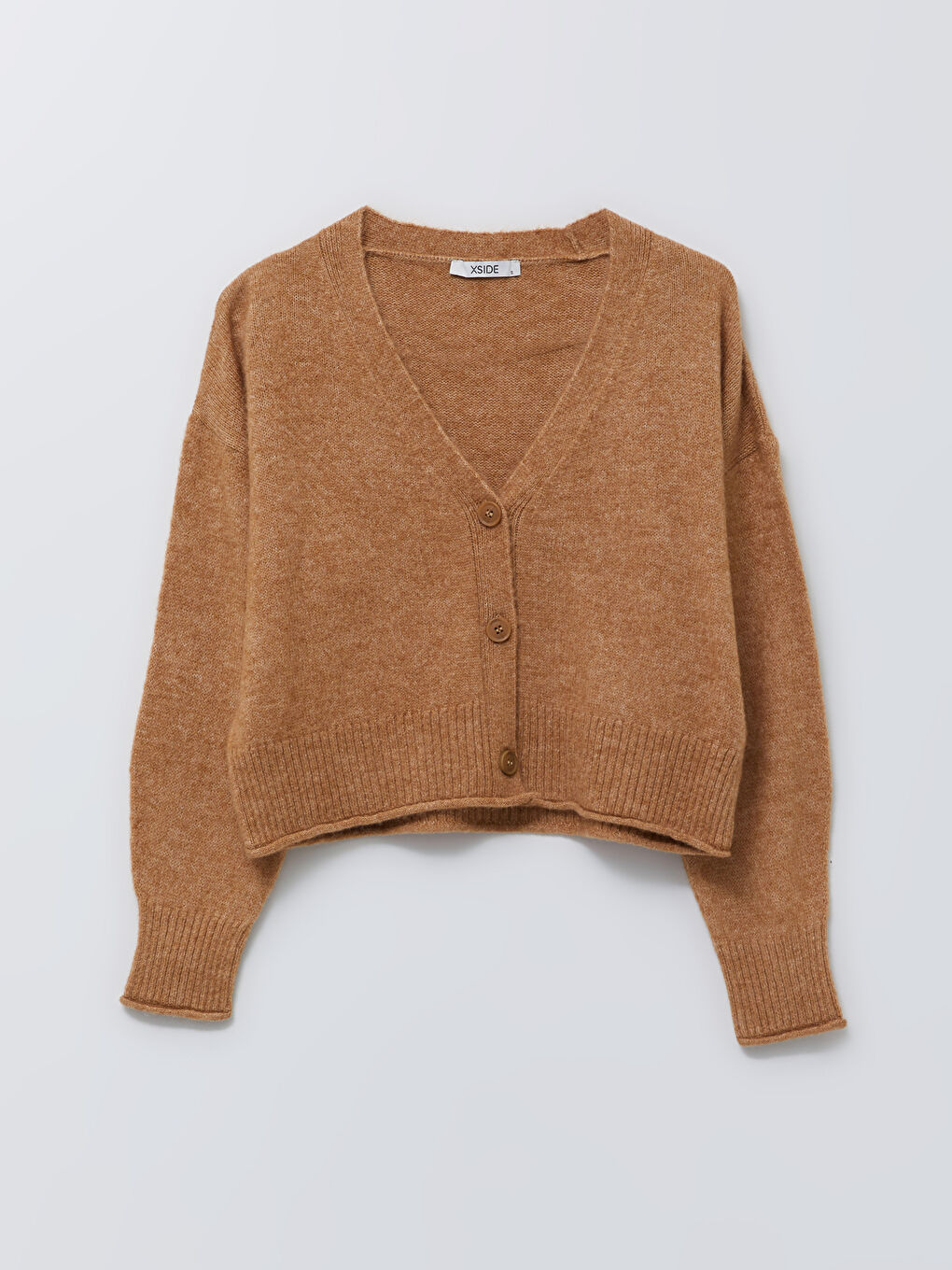 Kahverengi V Yaka Kadın Triko Hırka