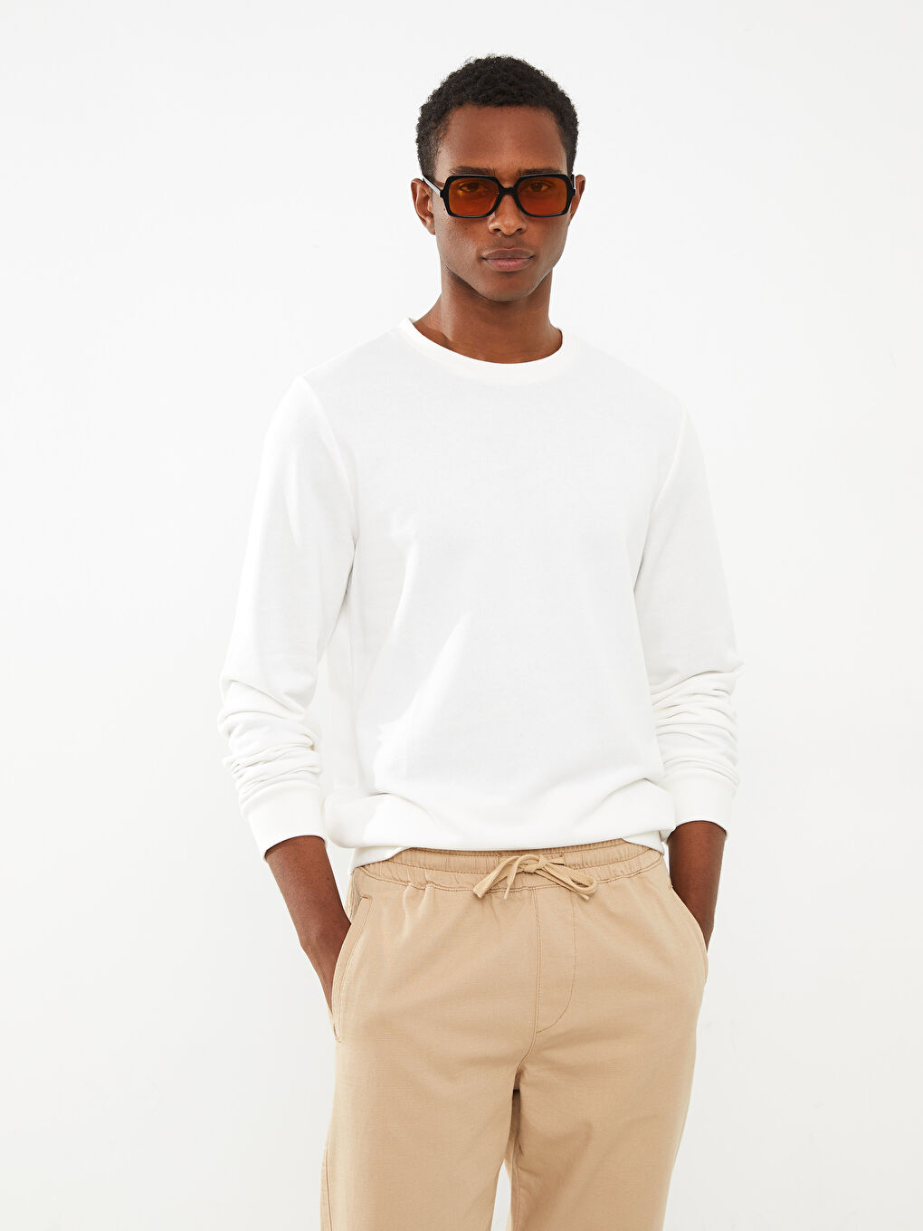 Crew Neck Long Sleeve Men's Sweatshirt -W26104Z8-R5B