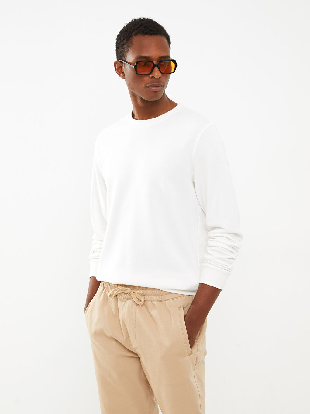 Crew Neck Long Sleeve Men's Sweatshirt -W26104Z8-R5B