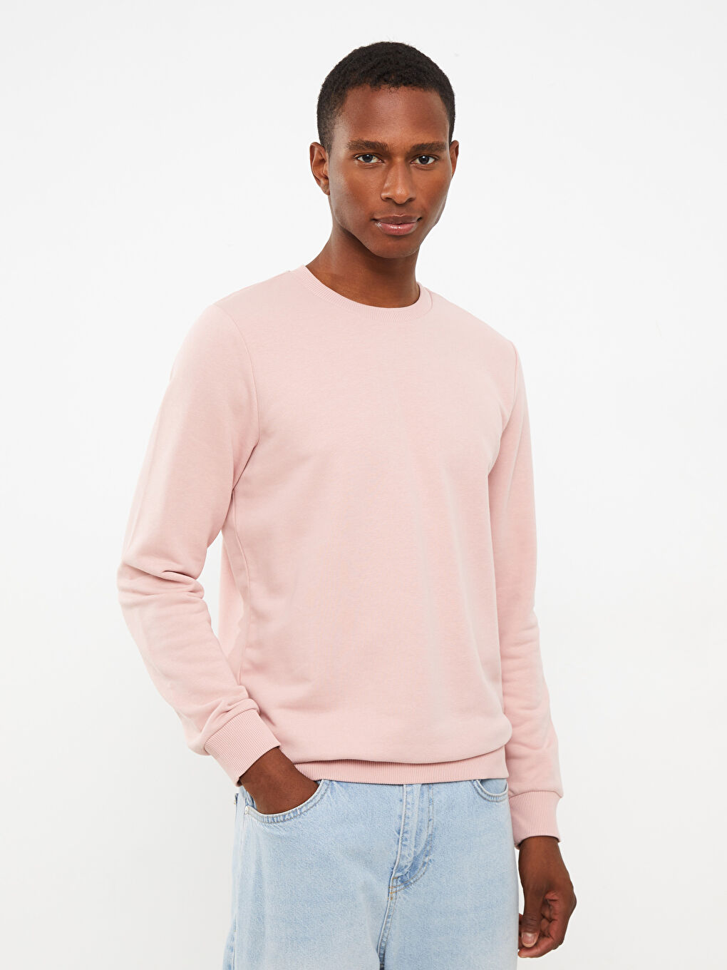 LCW Casual Pembe Bisiklet Yaka Uzun Kollu Erkek Sweatshirt - 1