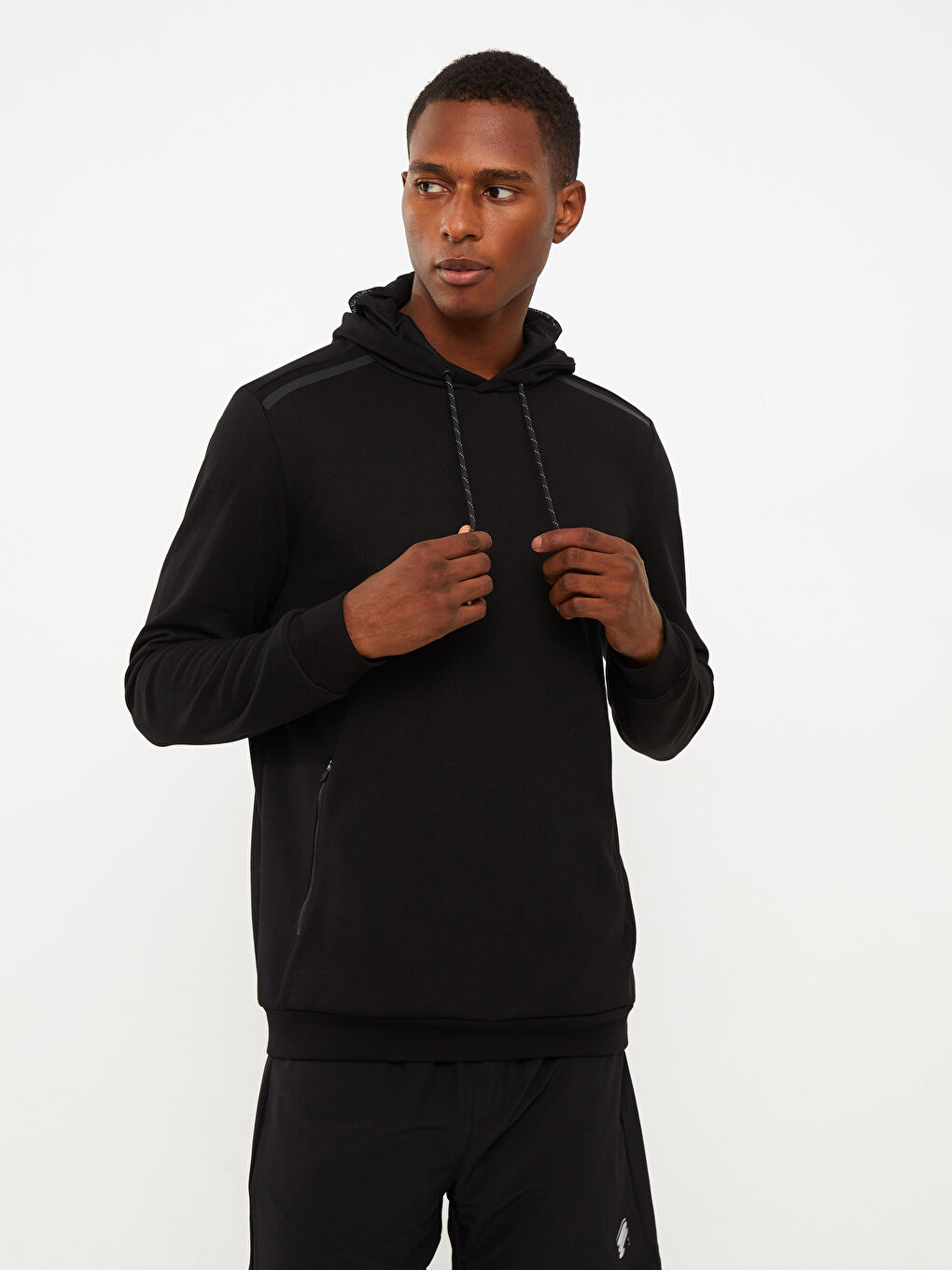 Xside Active Yeni Siyah Uzun Kollu Baskılı Erkek Hoodie - 2