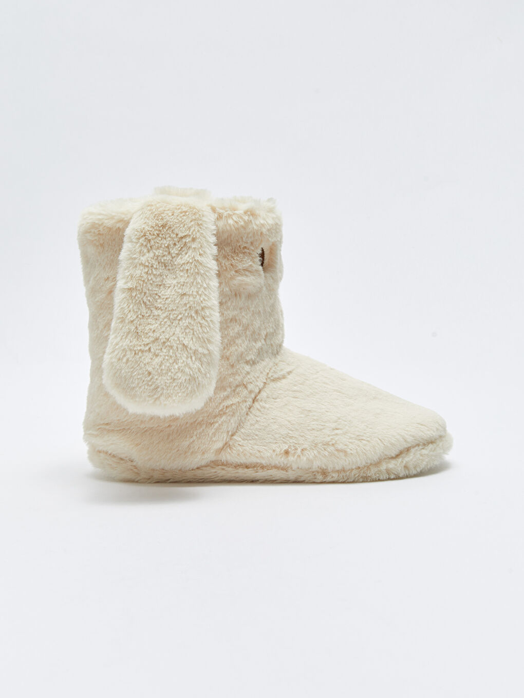 Bej 3D Aplike Detaylı Pelüş Kadın Ev Botu-1