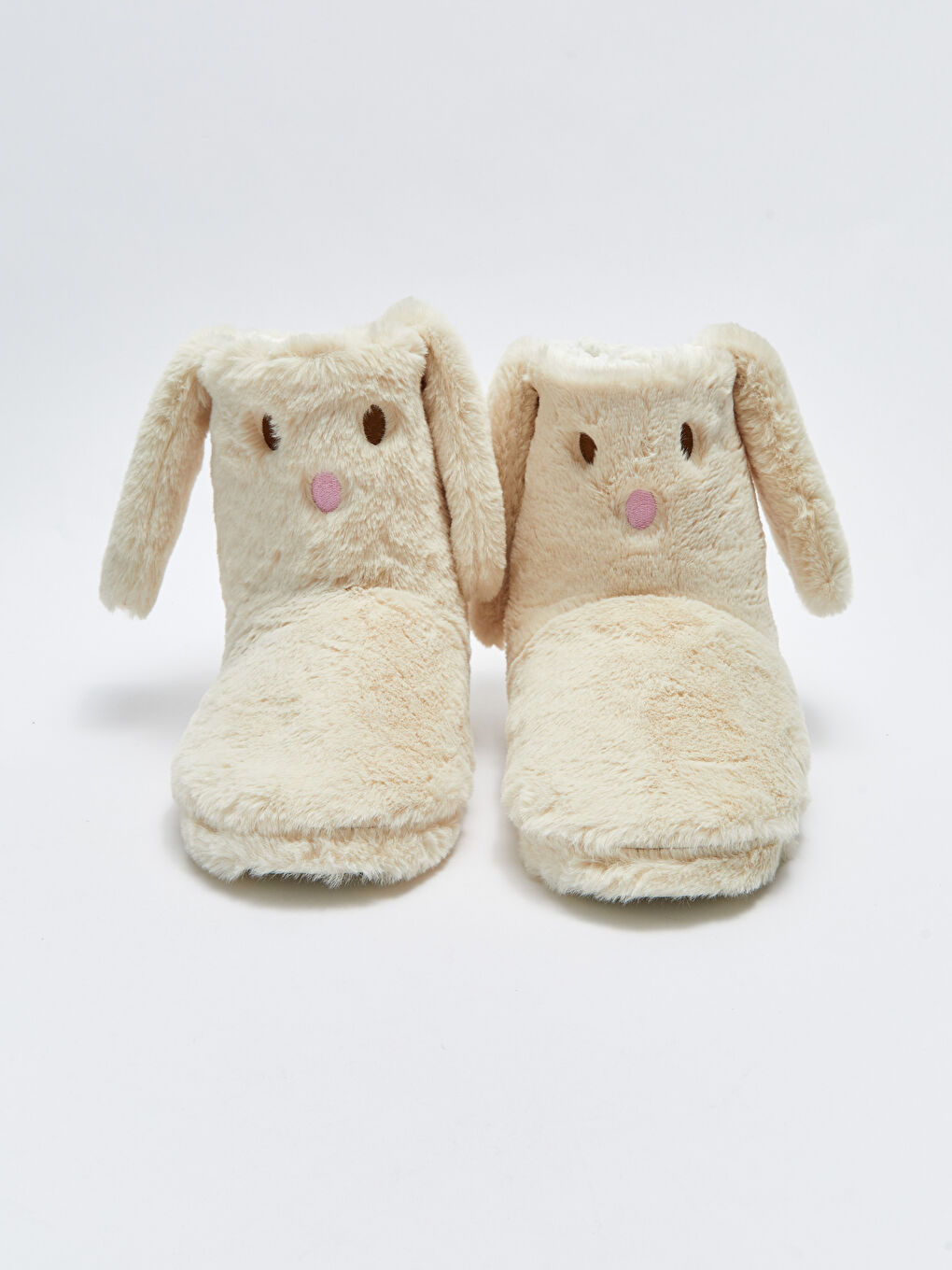 Bej 3D Aplike Detaylı Pelüş Kadın Ev Botu-2