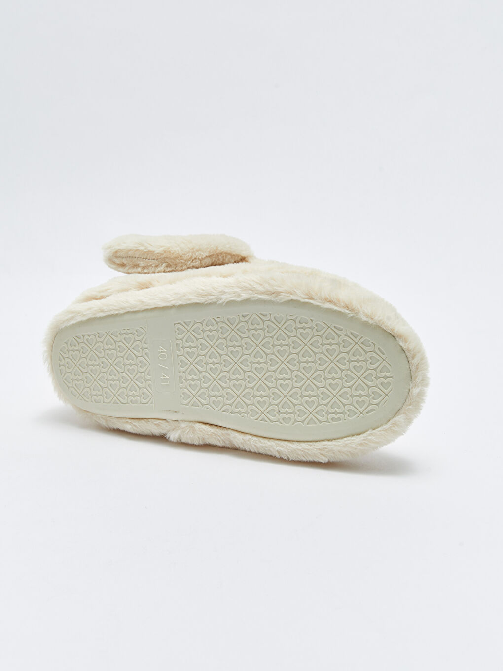 Bej 3D Aplike Detaylı Pelüş Kadın Ev Botu-3