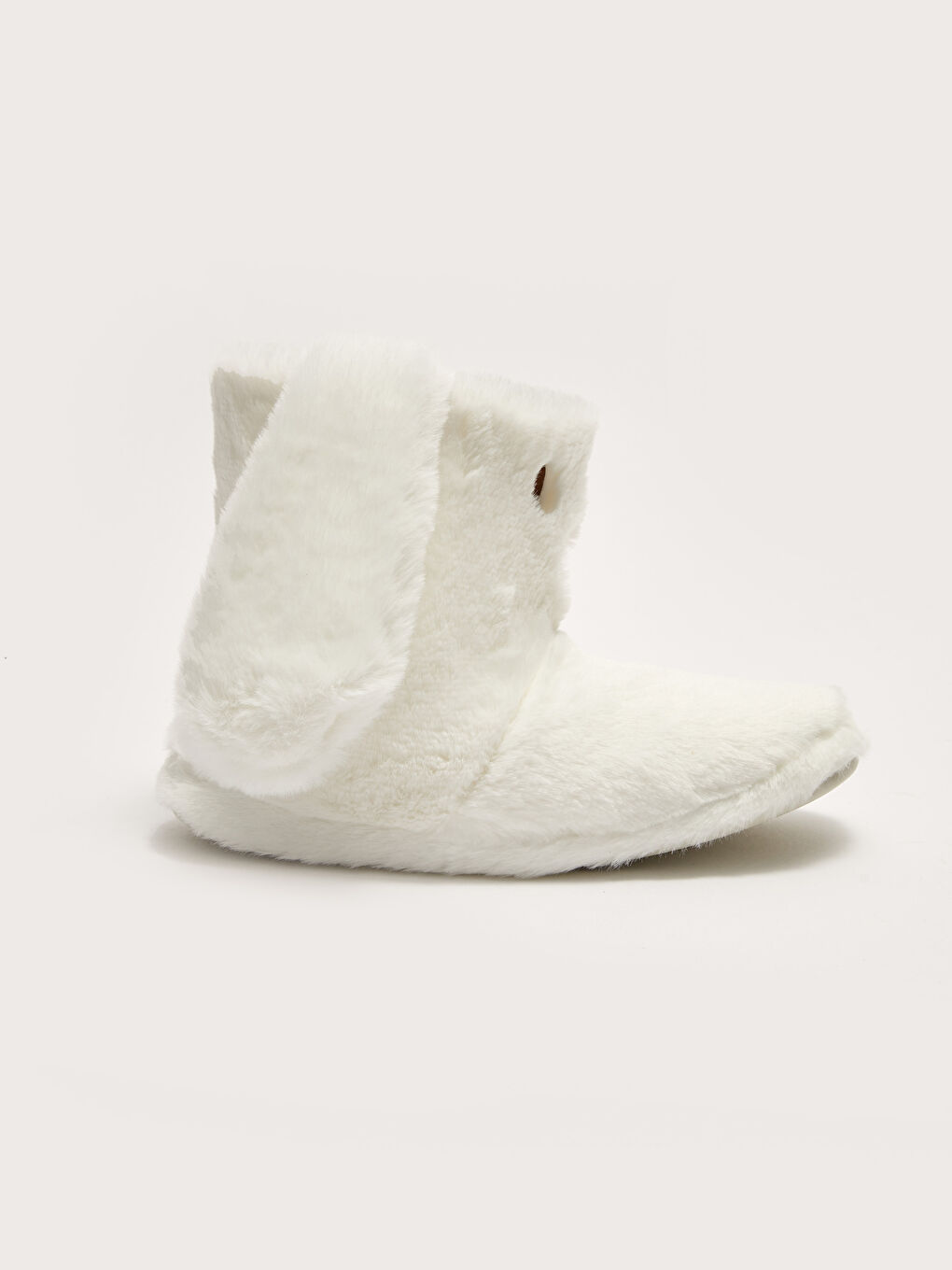 Ekru 3D Aplike Detaylı Pelüş Kadın Ev Botu-1