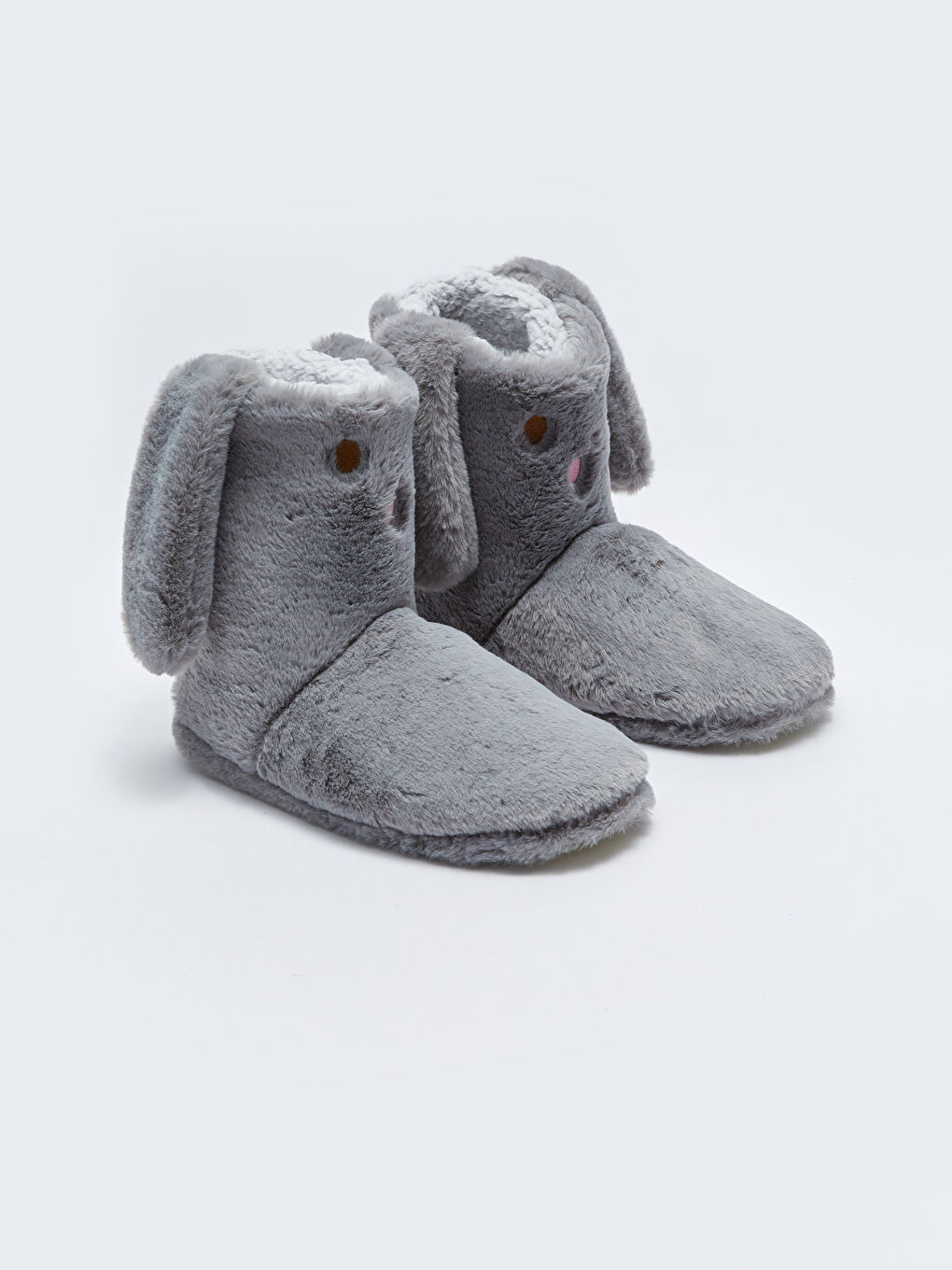 Gri 3D Aplike Detaylı Pelüş Kadın Ev Botu