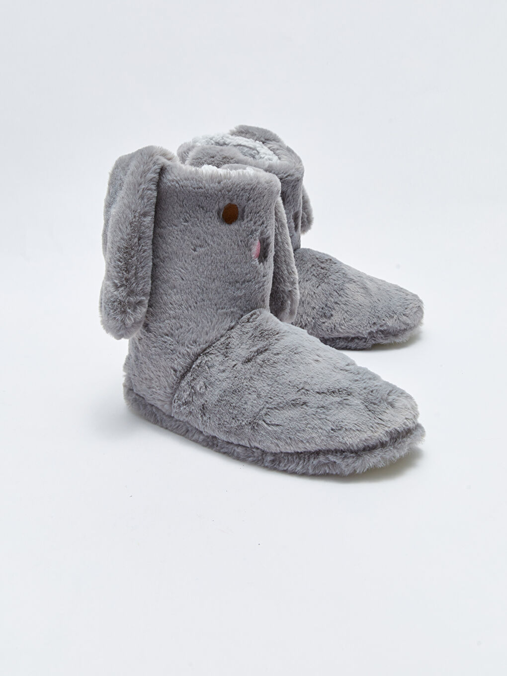 Gri 3D Aplike Detaylı Pelüş Kadın Ev Botu-2