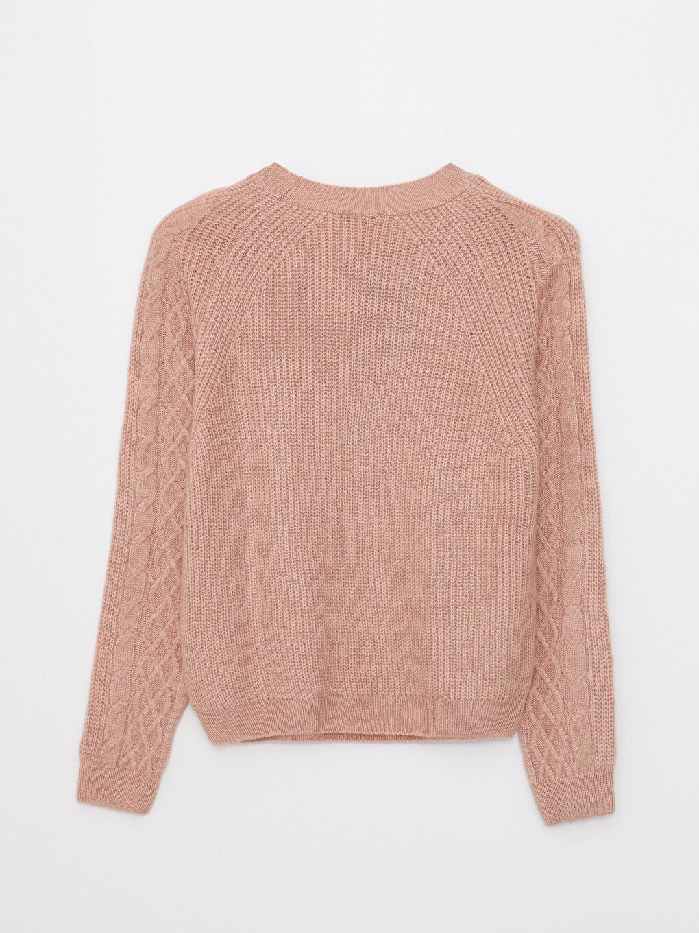 әйелдерге арналған дөңгелек жағалы өрнекті ұзын жең трикотаж жемпір-5