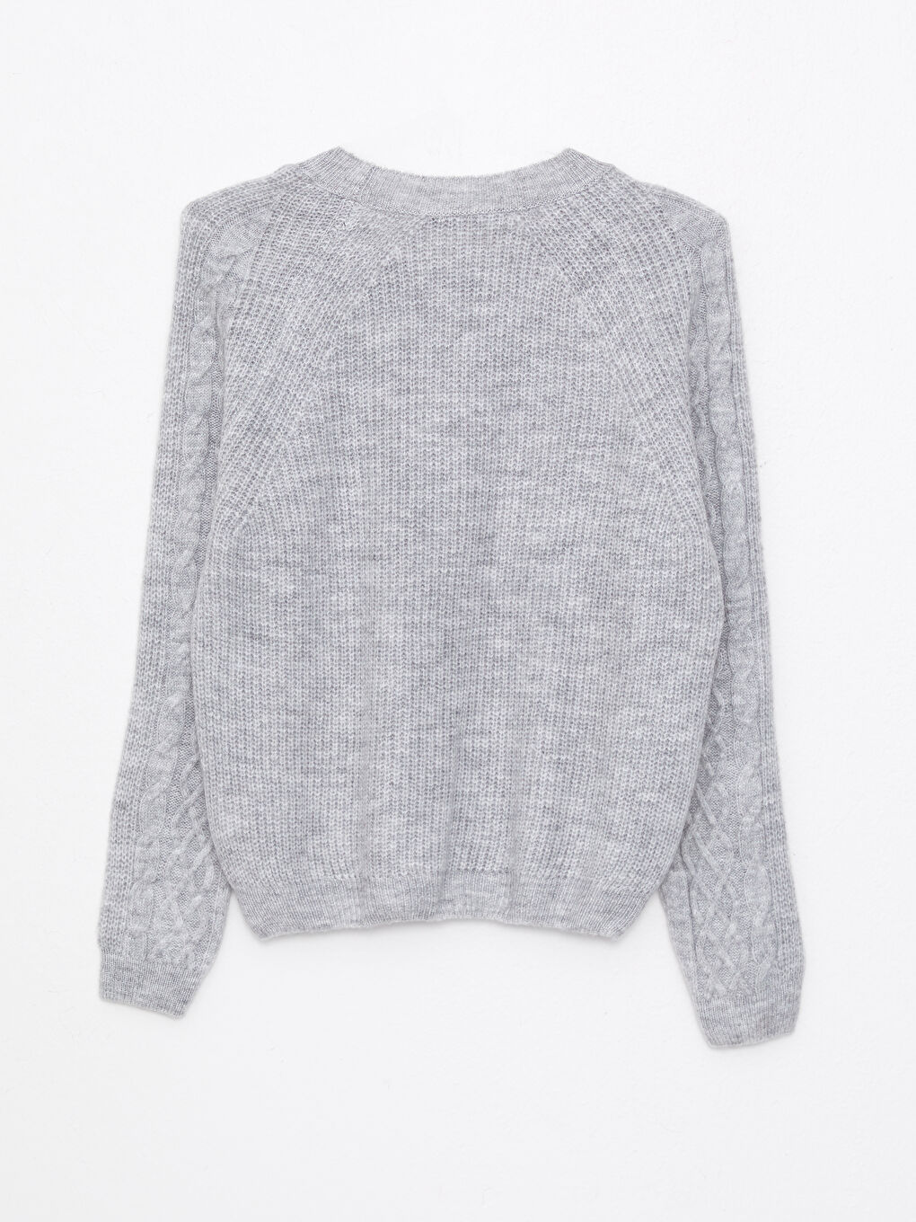 Crew Neck Self Patterned Long Sleeve Women's Knitwear Sweater-6