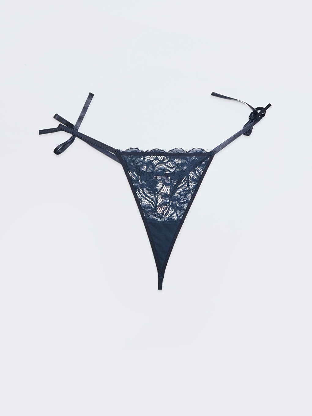 Lacivert Dantel Detaylı Fantezi Tanga Külot