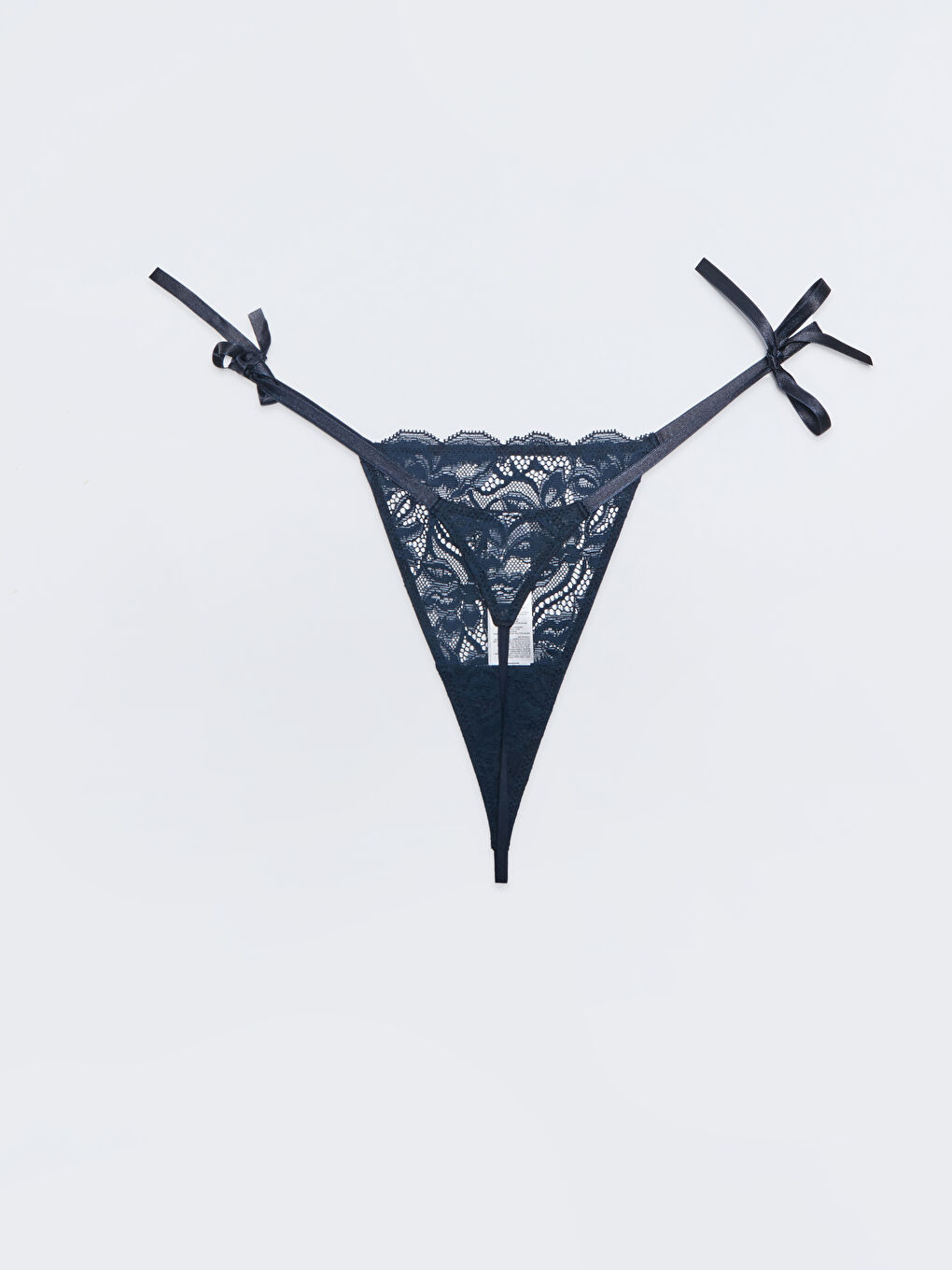 Lacivert Dantel Detaylı Fantezi Tanga Külot-1