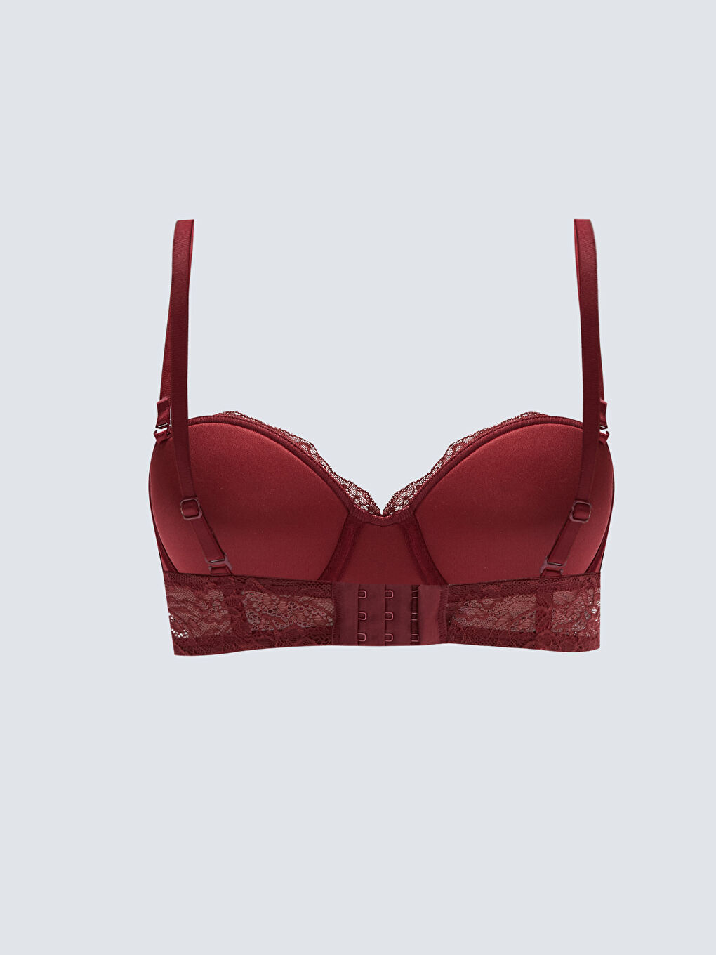 Bordo Balenli Dolgusuz Dantelli Sütyen-1