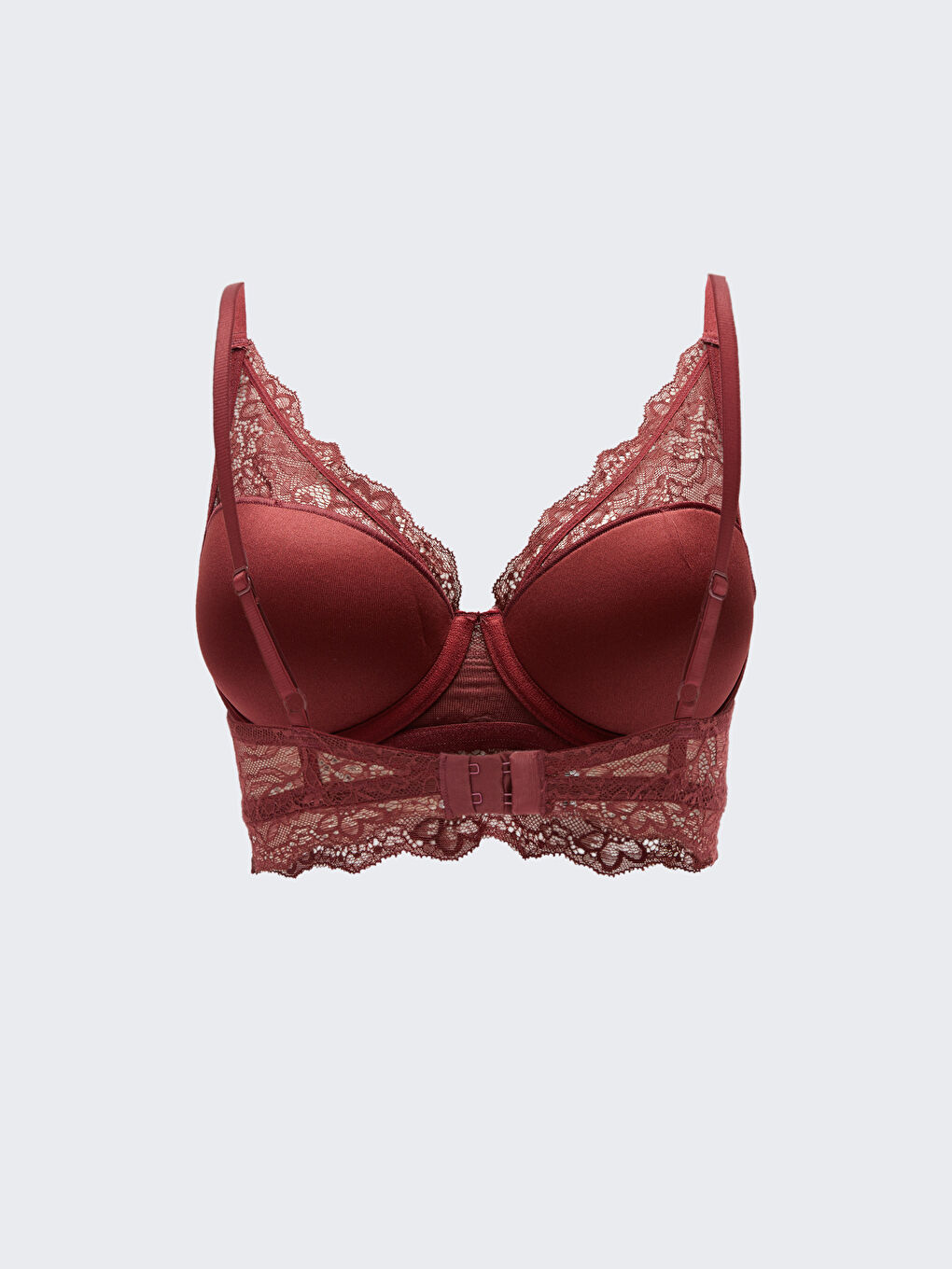 Bordo Balenli Dolgusuz Dantelli Bralet-1