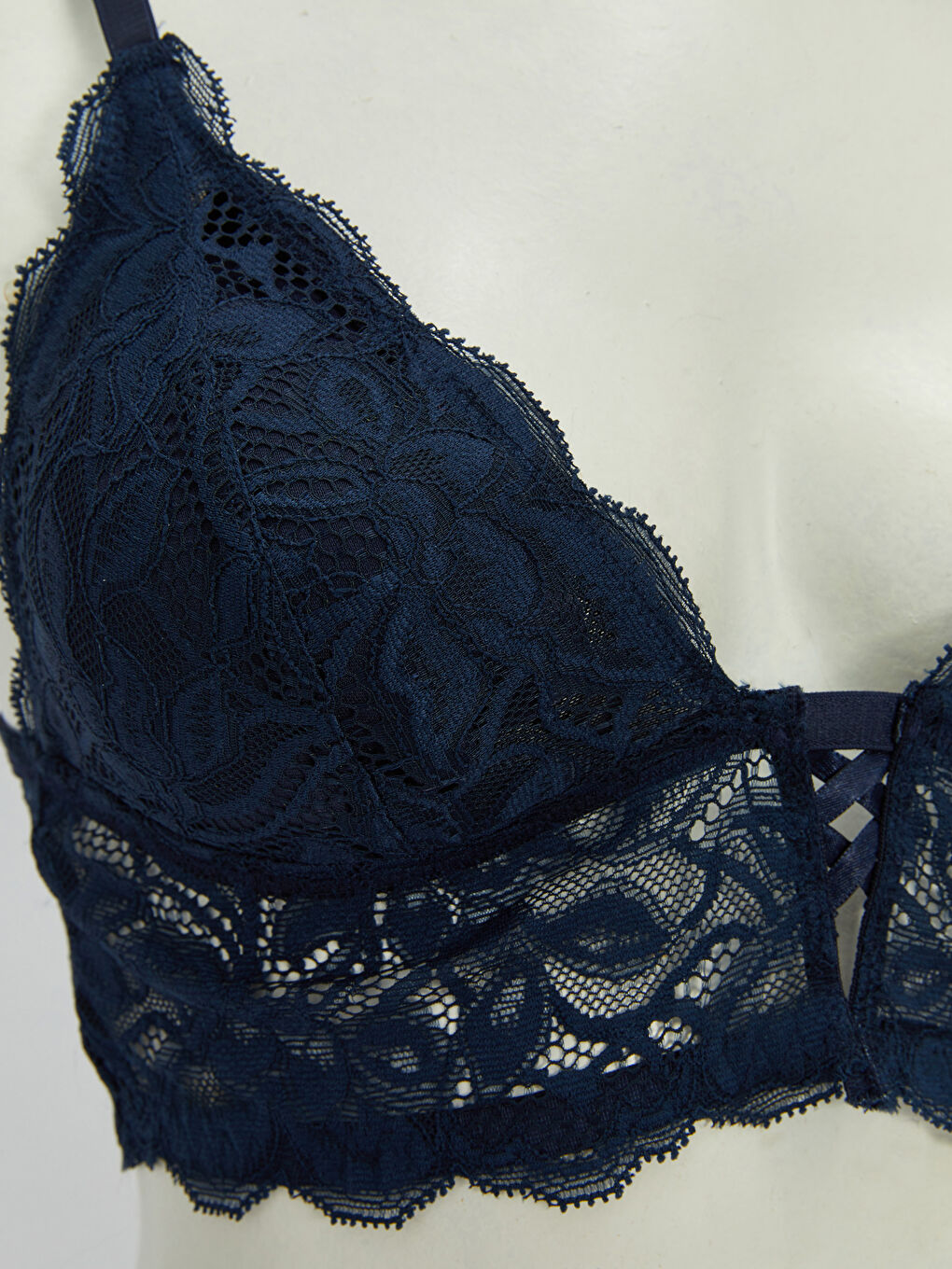 Lacivert Balensiz Dolgusuz Dantelli Bralet-2