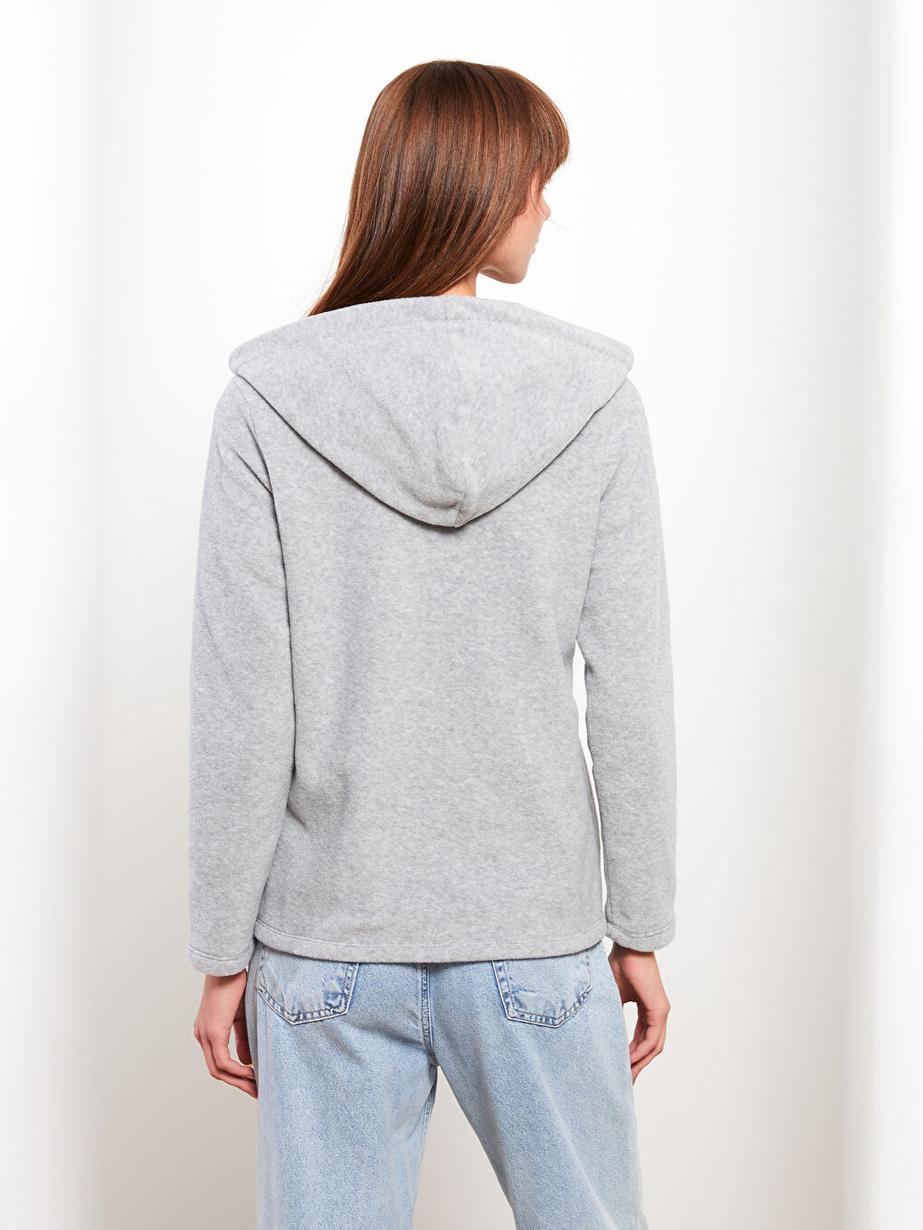 Hooded Regular Long Sleeve Fleece Women's Sports Cardigan-3