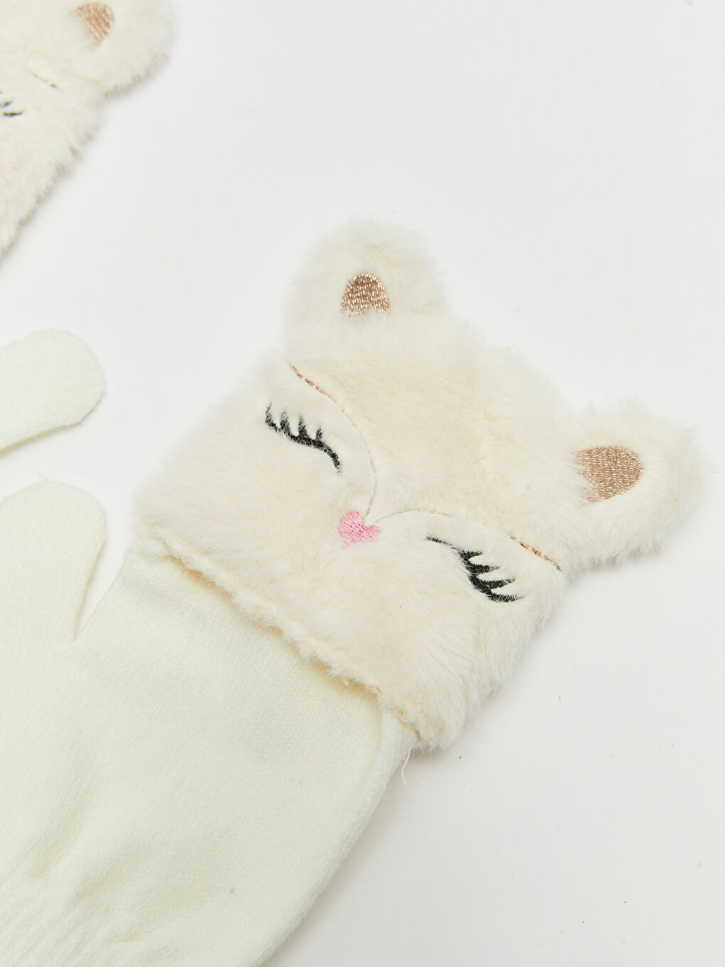 3D Applique Detailed Girl Fingerless Gloves-2