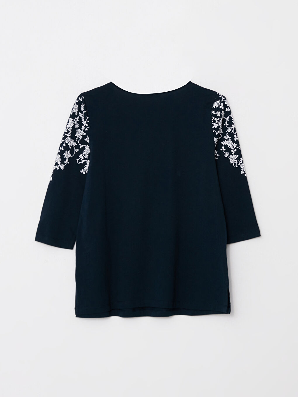 Tie Collar Patterned Cotton Women's T-Shirt-6