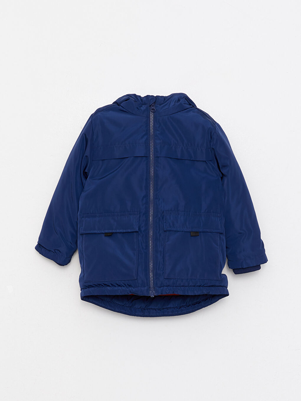 Lacivert Kapüşonlu Uzun Kollu Basic Erkek Bebek Mont