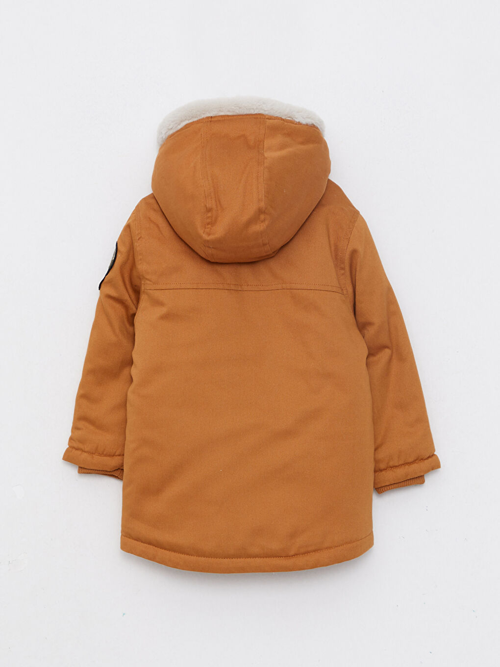 Kahverengi Kapüşonlu Uzun Kollu Basic Erkek Bebek Mont-4