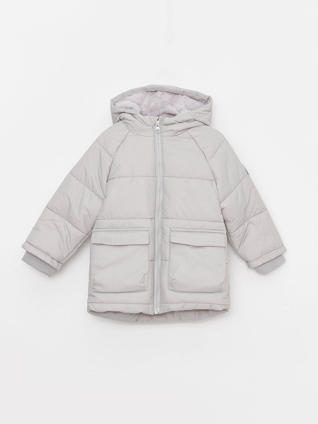 Gri Kapüşonlu Uzun Kollu Erkek Bebek Parka