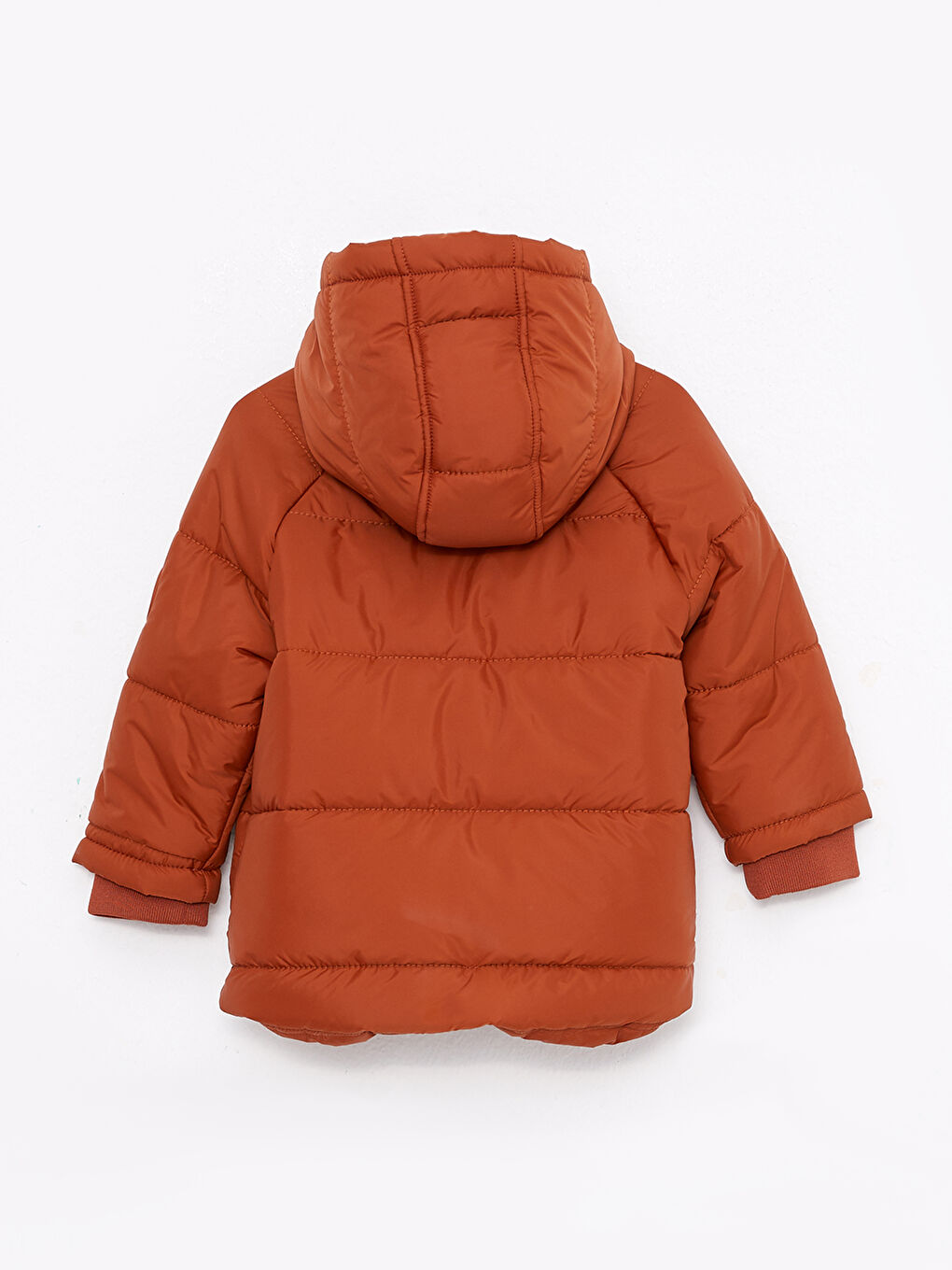 Kahverengi Kapüşonlu Uzun Kollu Erkek Bebek Parka-1
