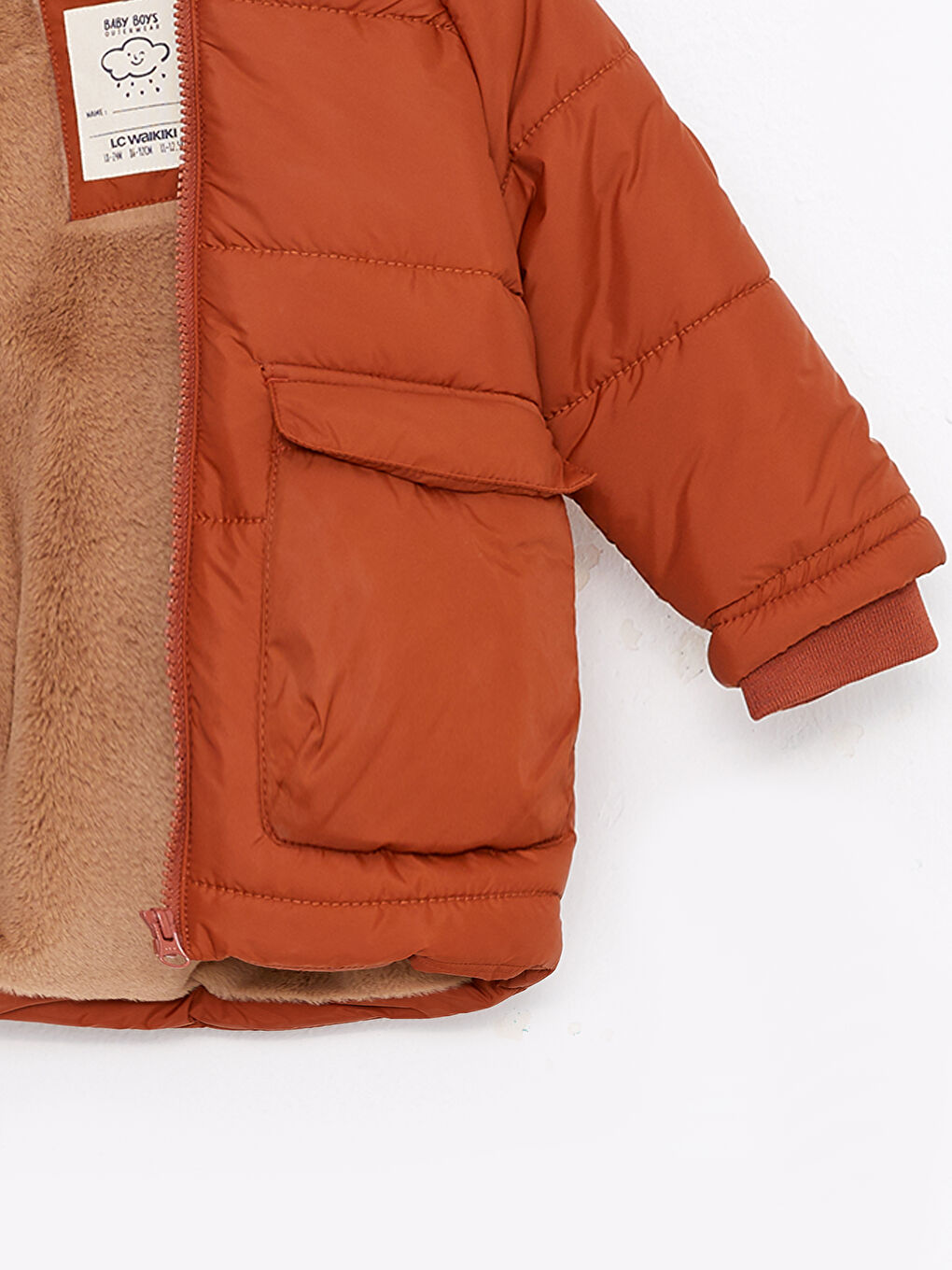Kahverengi Kapüşonlu Uzun Kollu Erkek Bebek Parka-2