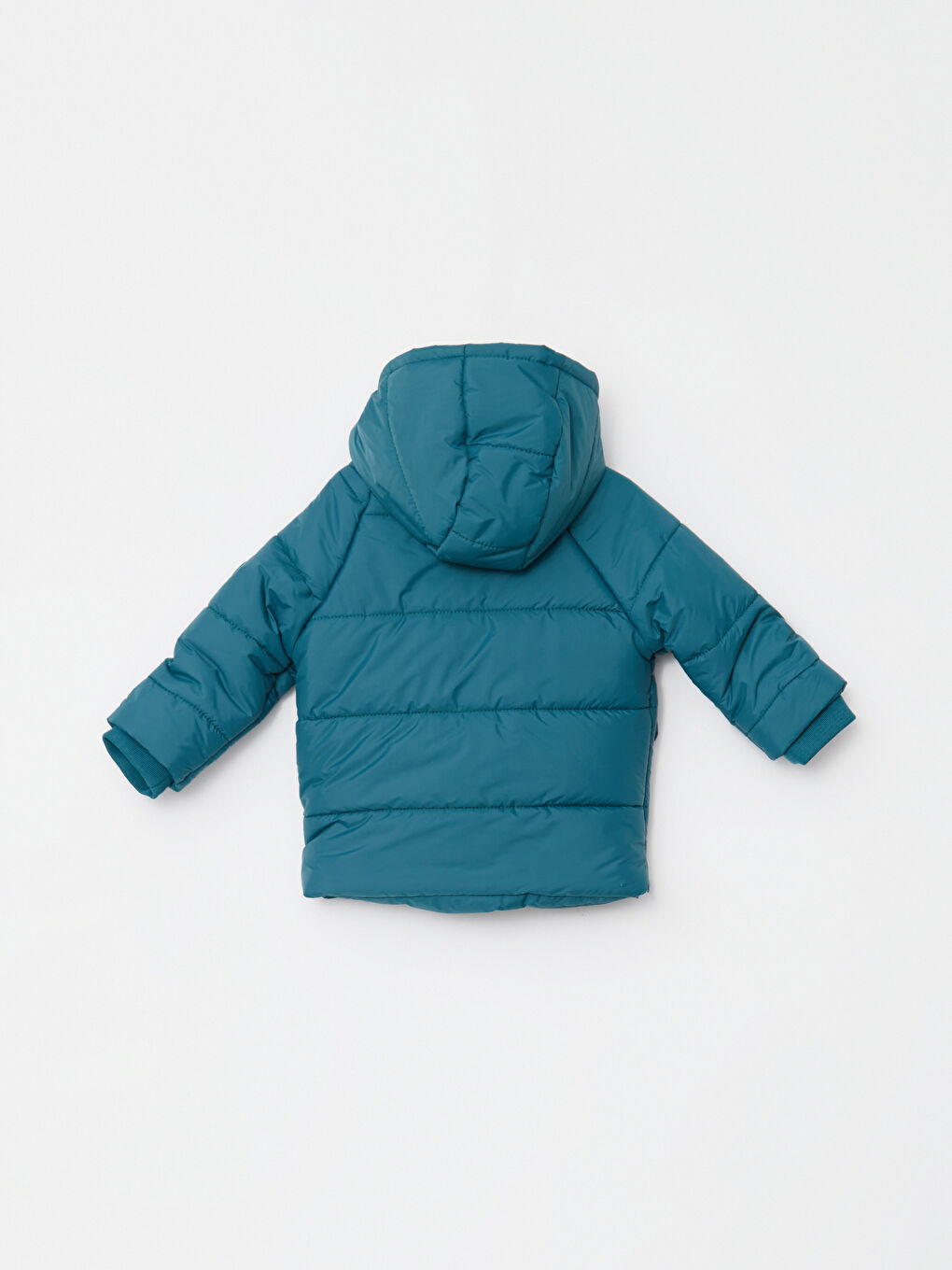 Petrol Kapüşonlu Uzun Kollu Erkek Bebek Parka-2