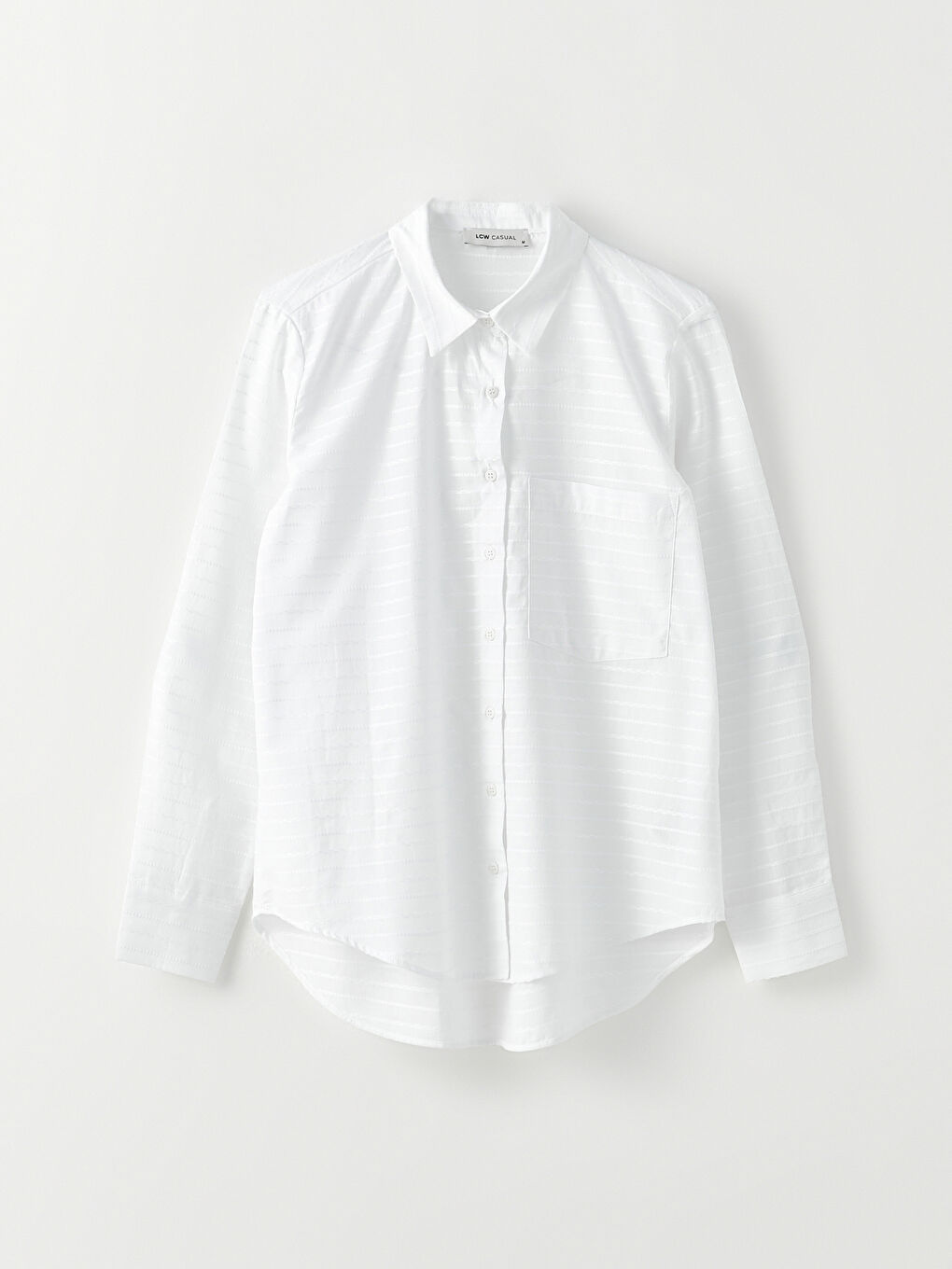 Buttoned Striped Long Sleeve Cotton Women's Shirt-5