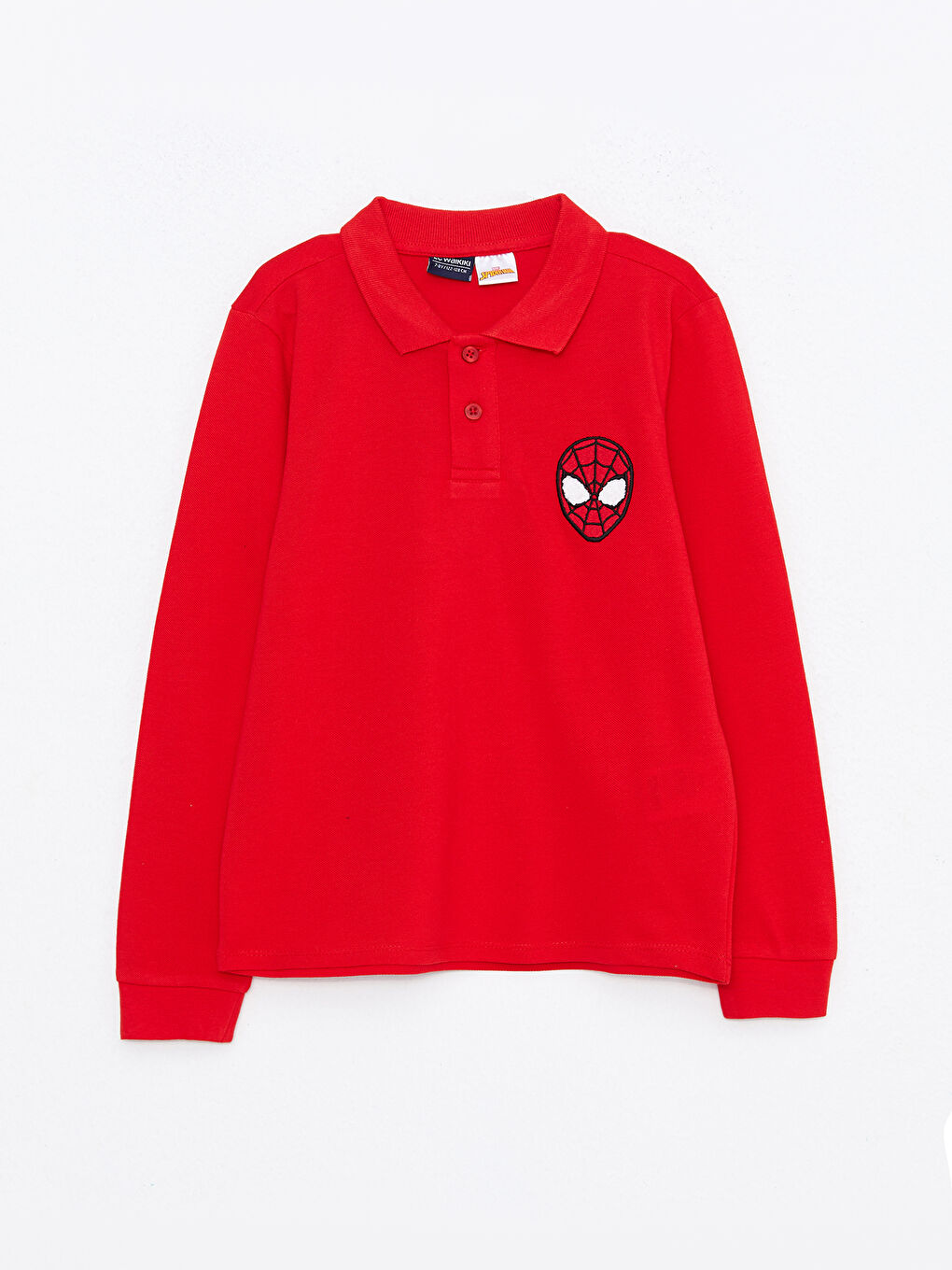 Polo Neck Spiderman Embroidered Long Sleeve Boy T-shirt