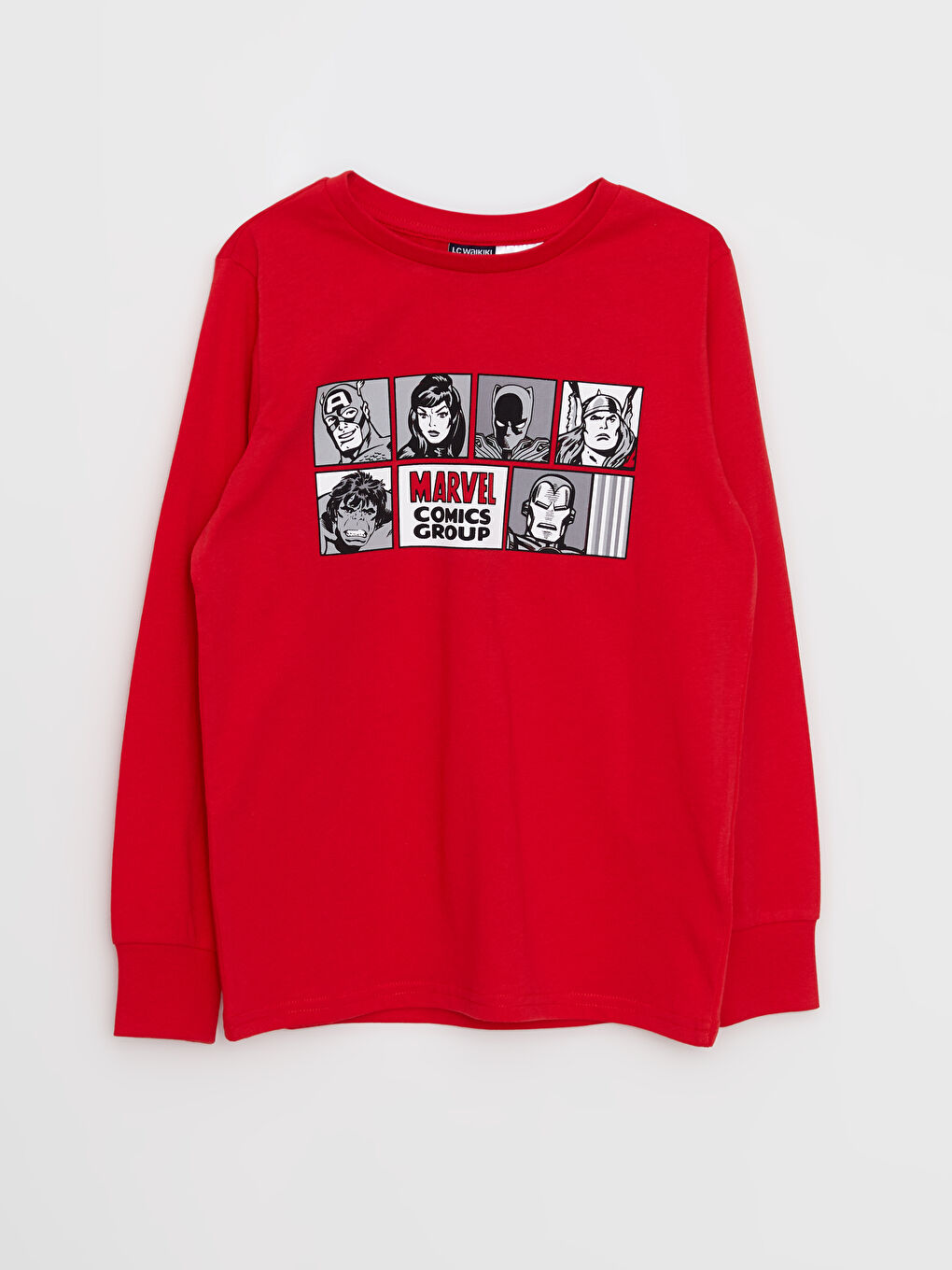 Crew Neck Marvel Printed Long Sleeve Boys Pajamas Set-1