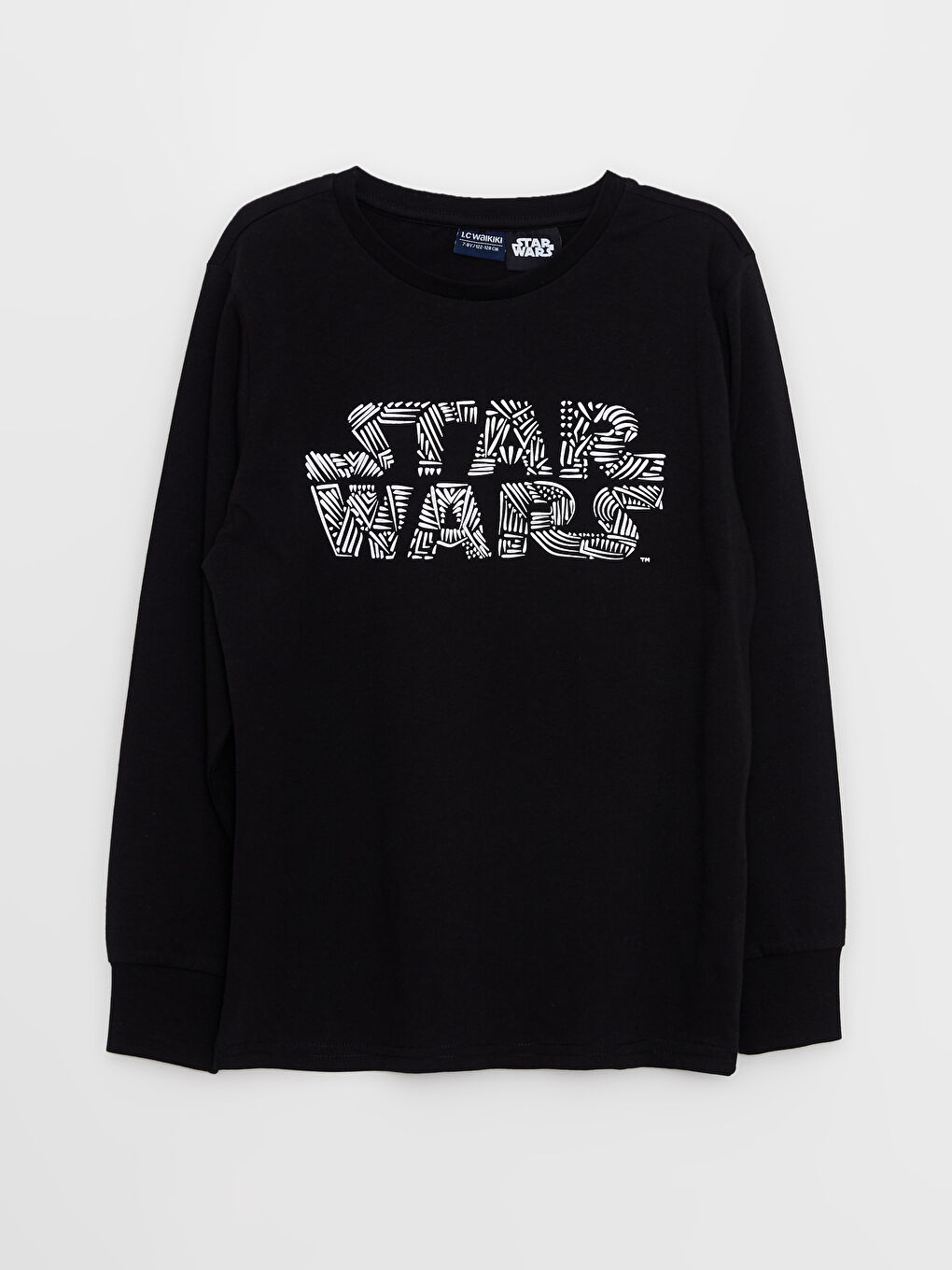 Siyah Bisiklet Yaka Star Wars Baskılı Uzun Kollu Erkek Çocuk Pijama Takımı-1
