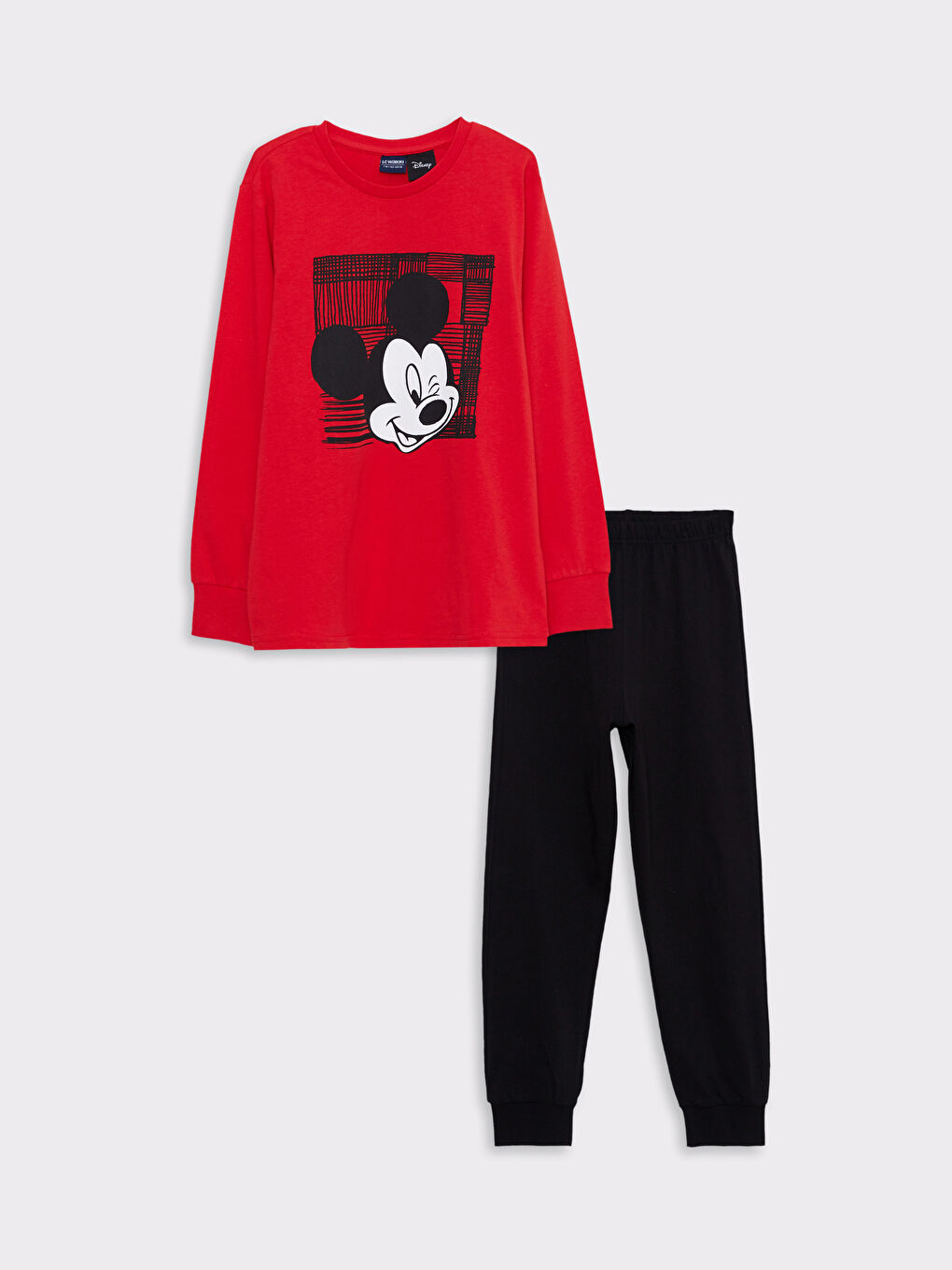 LCW Kids Crew Neck Mickey Mouse Printed Long Sleeve Boy Pajama Set -W26242Z4-HMW