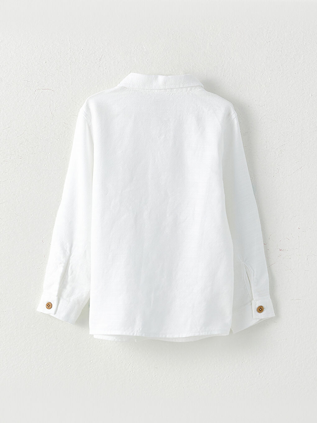 Beyaz Uzun Kollu Basic Erkek Bebek Gömlek-1